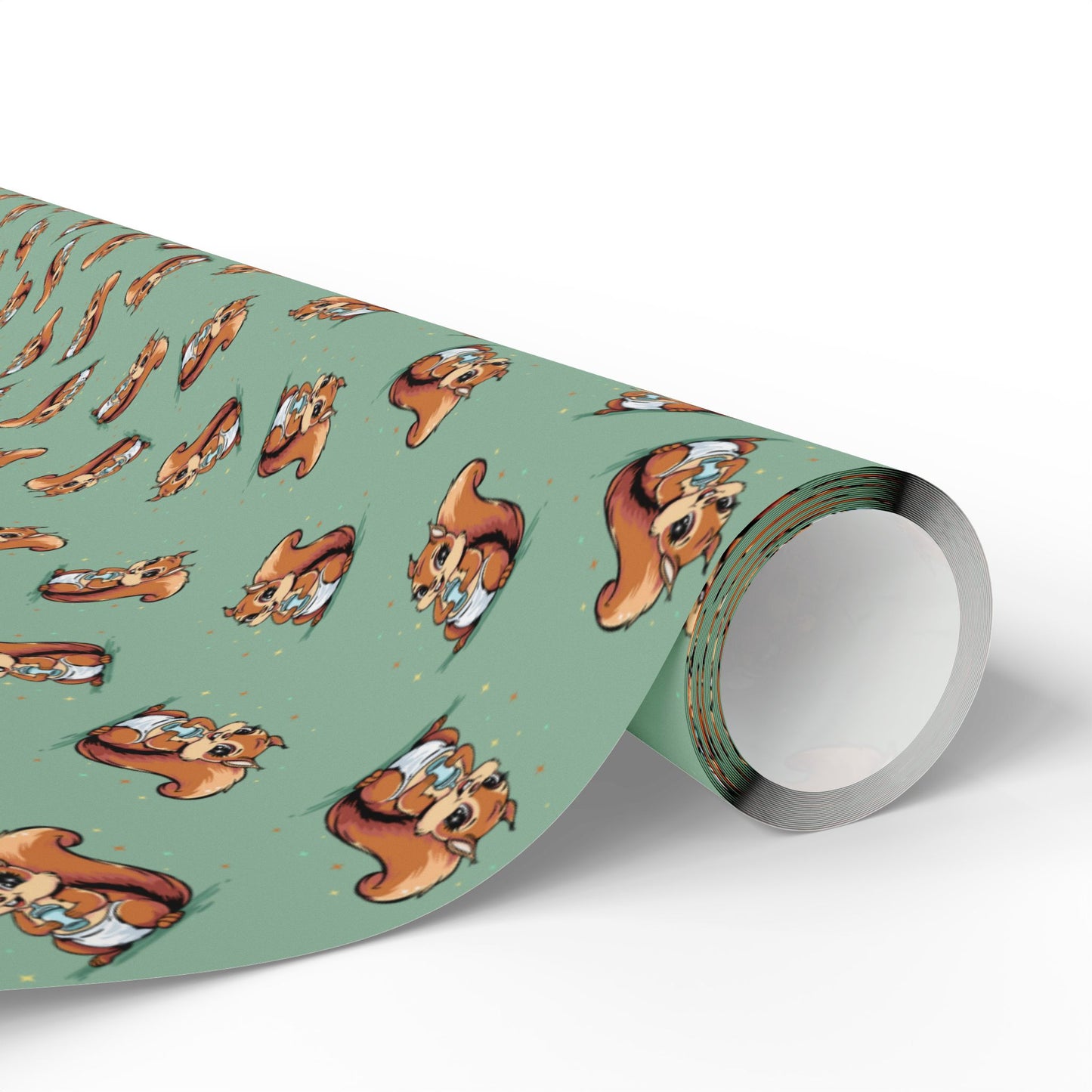 New Baby Squirrel Gift Wrap, Wrapping Paper for Baby Shower Gifts with Squirrels Design Boys Girls Gender Neutral Green Animal Print