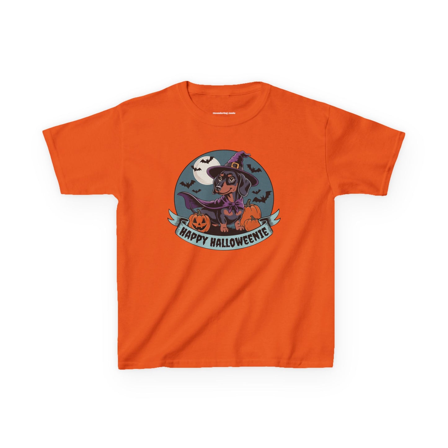 Halloweenie Kids Tee, Spooky Dachshund Shirt, Happy Halloween T-shirt, Kids Witch Cotton Shirts, Fun Fall Holiday Outfits Boys Girls Unisex