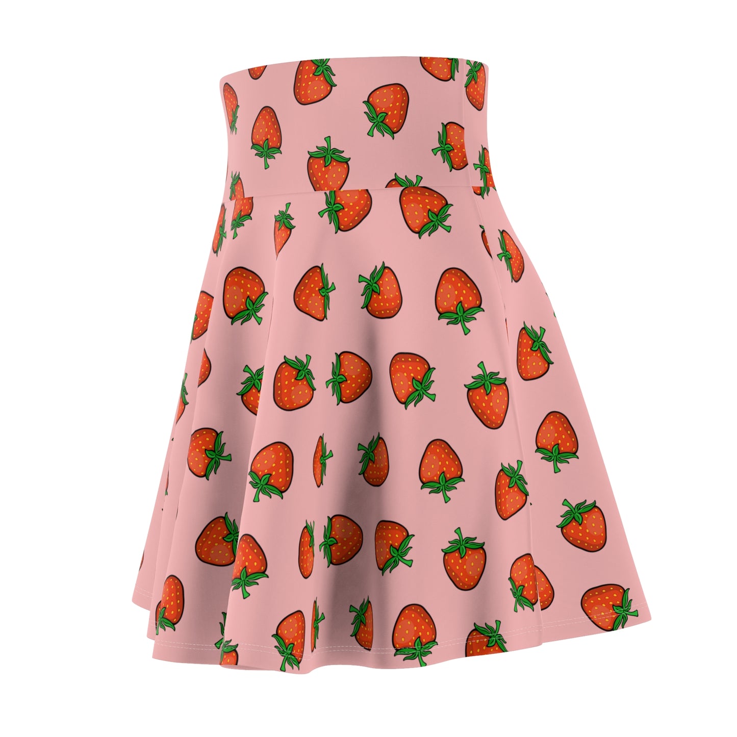 Strawberry Pattern Skater Skirt, Pink Fruit Strawberries Print, Ladies Berry Women's Skirts. Fun Summer Outfits