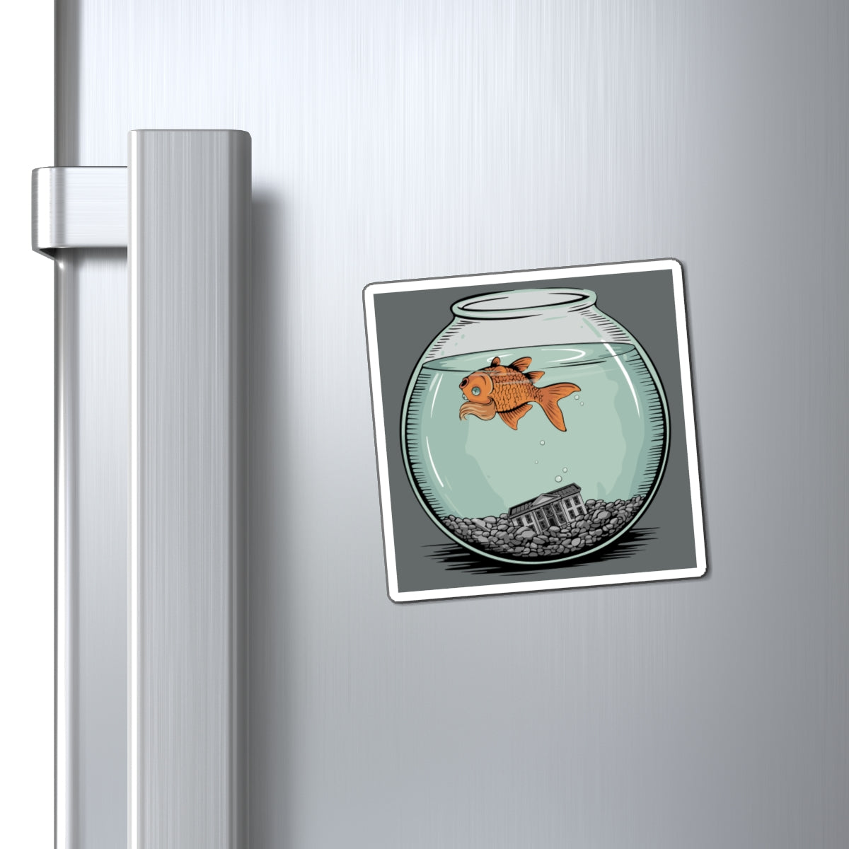 Dead Goldfish In A Fishbowl Magnet, Funny Political Magnets, Leftist Liberal Humor, Fish Floating in Bowl Car or Fridge Decor Gifts