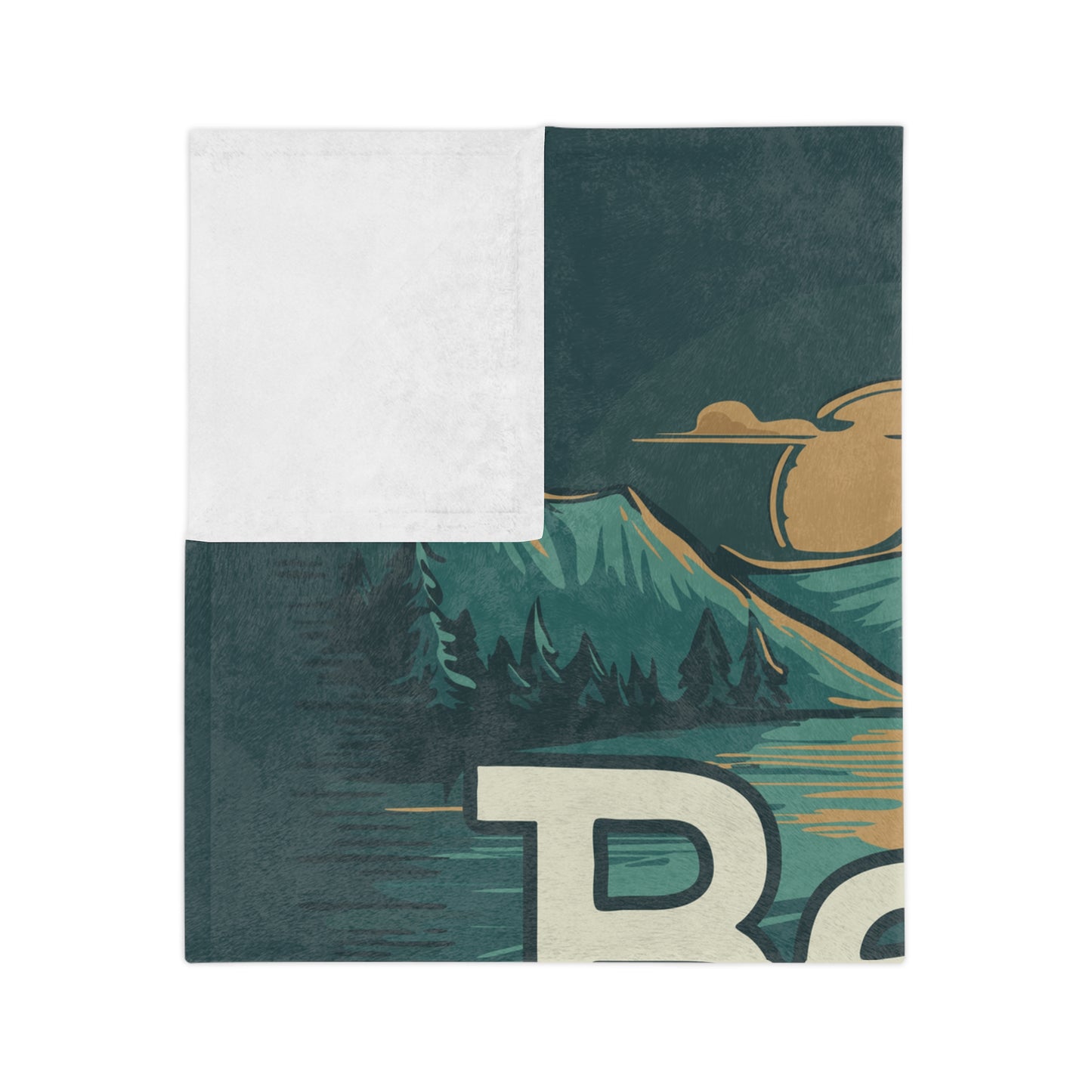 Bear Lake Velveteen Microfiber Blanket - Utah Idaho Summer Vacation Travel Cabin Mountain Scene Blankets