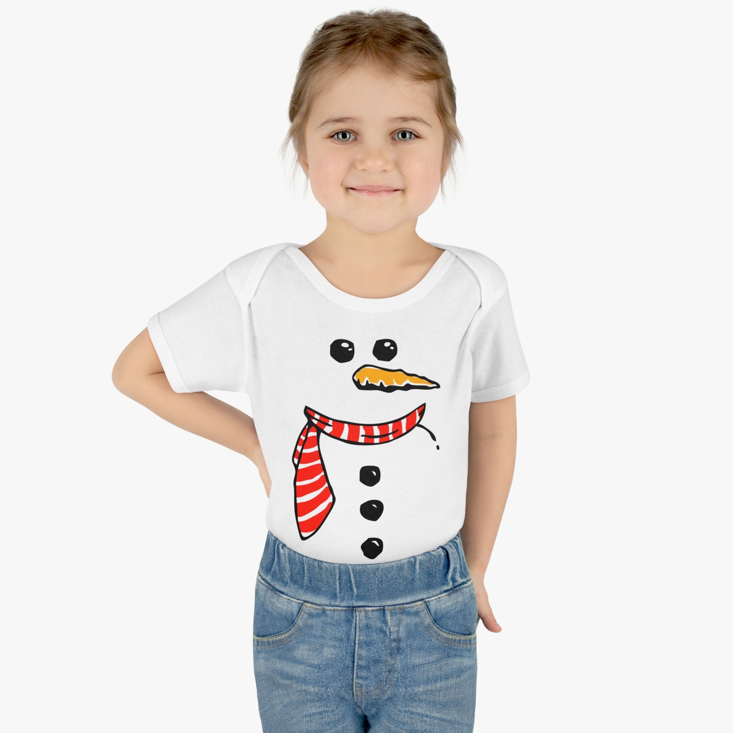 Snowman One Piece Infant Baby Rib Bodysuit With Christmas Holiday Snow Man Design Newborn Babies Winter Xmas Outfit Boys Girls Clothes
