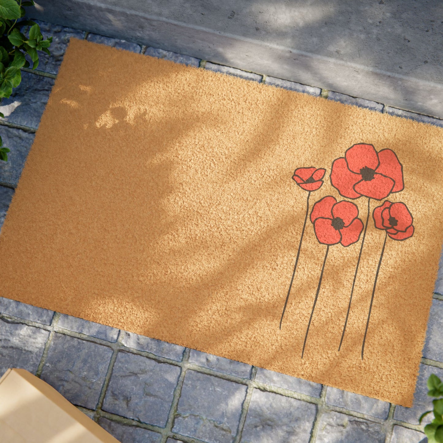 Poppies Floral Welcome Mat Doormat - Outdoor/Indoor with Poppy Flower Design Outdoor Rug