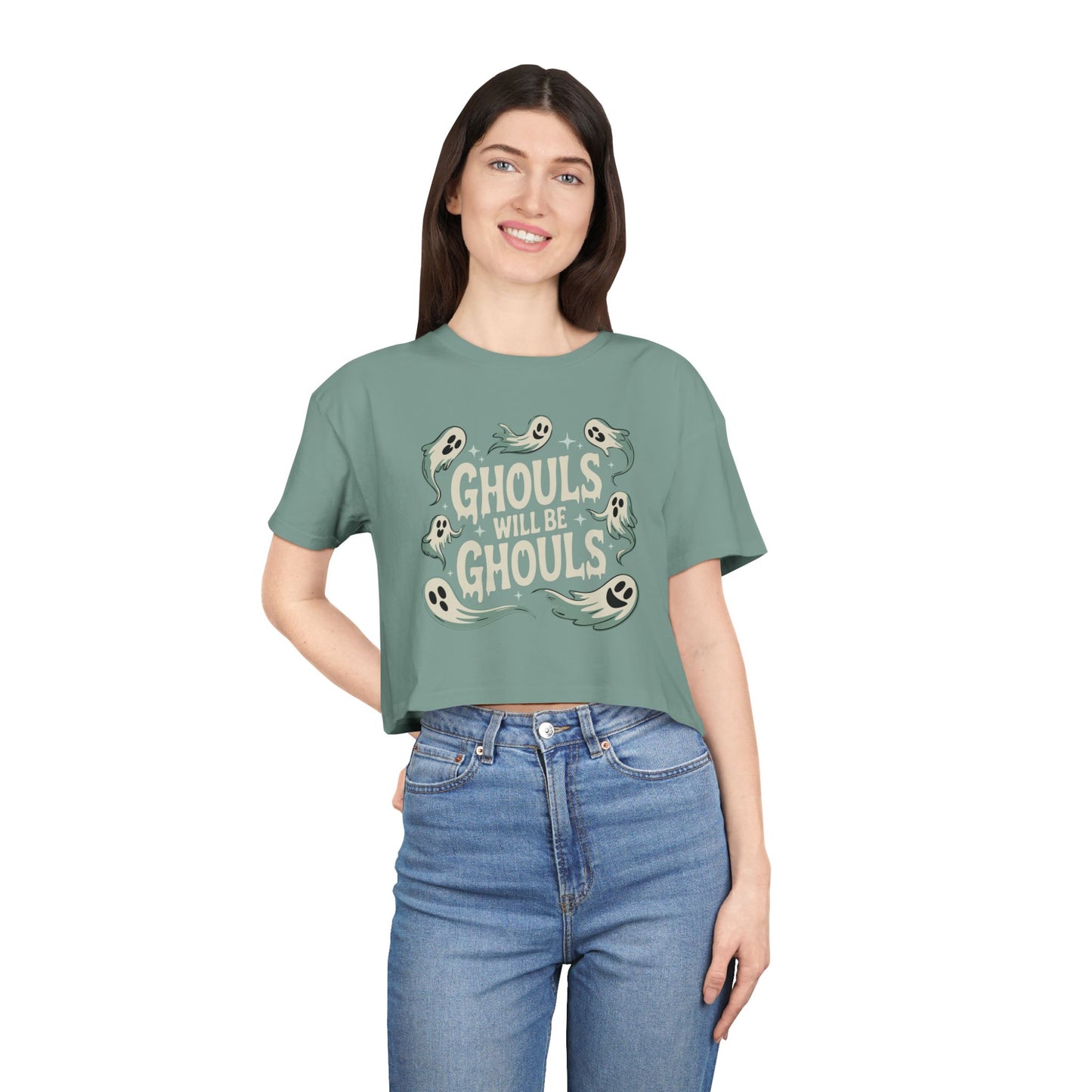 Ghouls Will Be Ghouls Women's Crop Top, Halloween Cropped Tee, Ghost Halloween T-Shirt, Gothic Fall Outfit, Spooky Shirts
