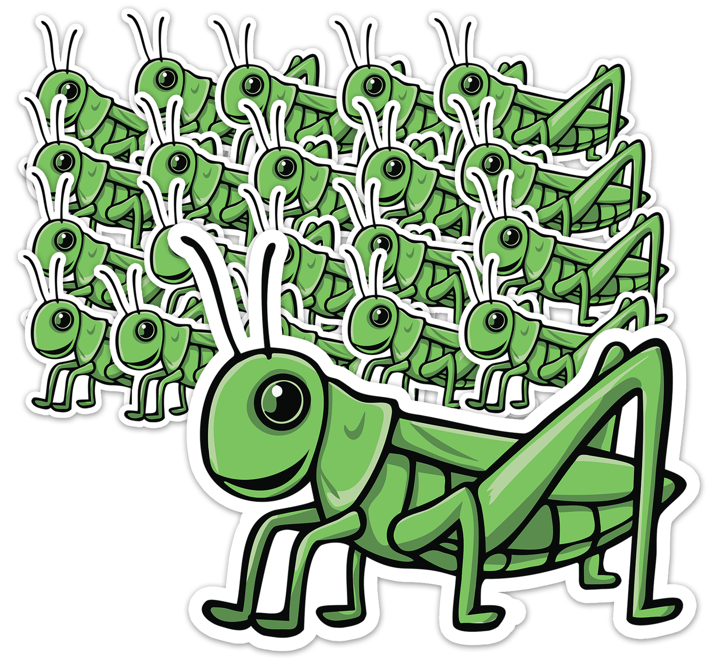 Grasshopper Sticker - Waterproof, Fade-Resistant Decal Stickers Grass Hopper Insect Bug, 2" or 3", 1, 3, 5, 10 or 20 Pack Sticker Bundle