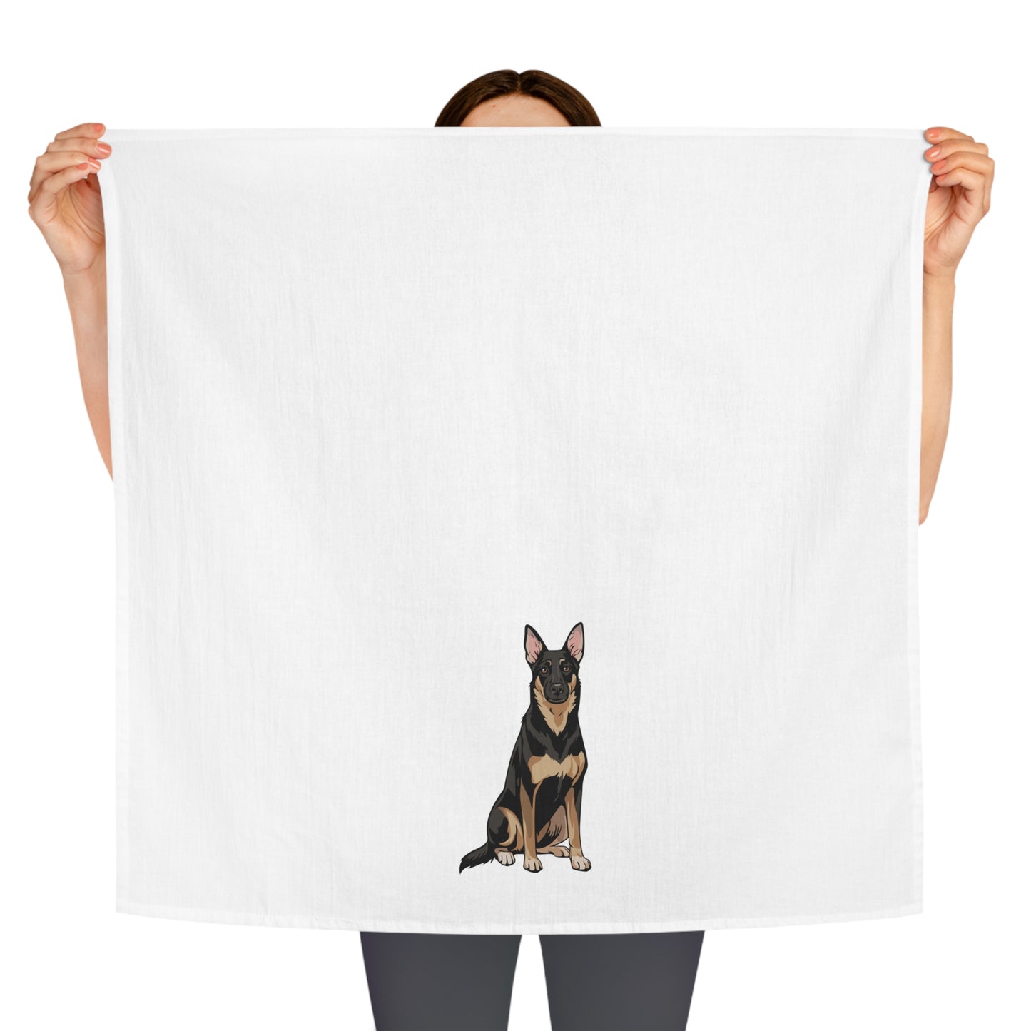 Buddy German Shepherd Dog Kitchen Tea Towel - Pet Lover Home Decor, Print Dish Hand Towels, Cute Dogs Gift, Linen Housewarming Present