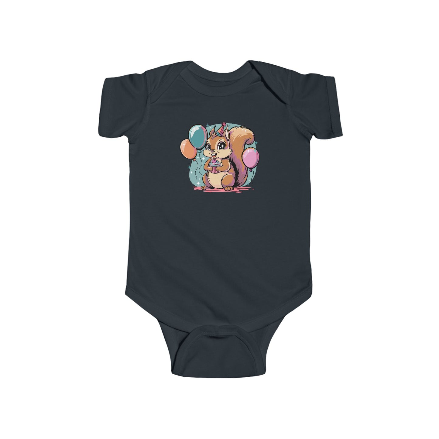 Happy Birthday Party Squirrel Infant Baby One Piece Squirrels Balloons Cupcake Babies Outfit Celebration B-day Girls Boys