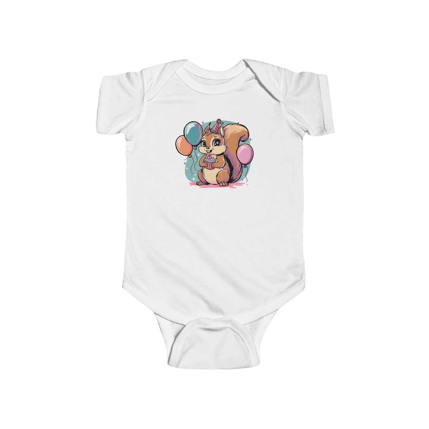 Happy Birthday Party Squirrel Infant Baby One Piece Squirrels Balloons Cupcake Babies Outfit Celebration B-day Girls Boys