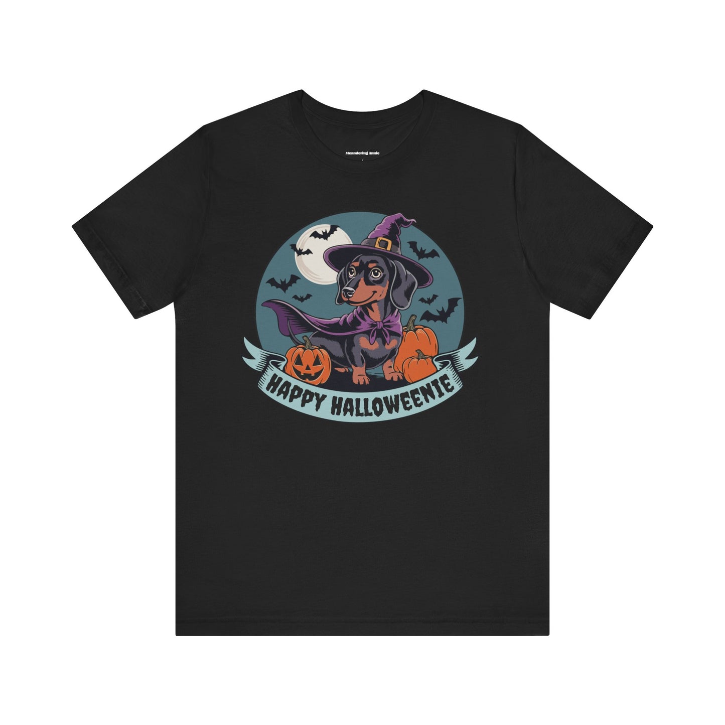 Spooky Dachshund Halloween T-shirt, Happy Halloweenie Unisex Tee, Witchy Weiner Long Dog, Pumpkins Bats, Fall Holiday Shirts