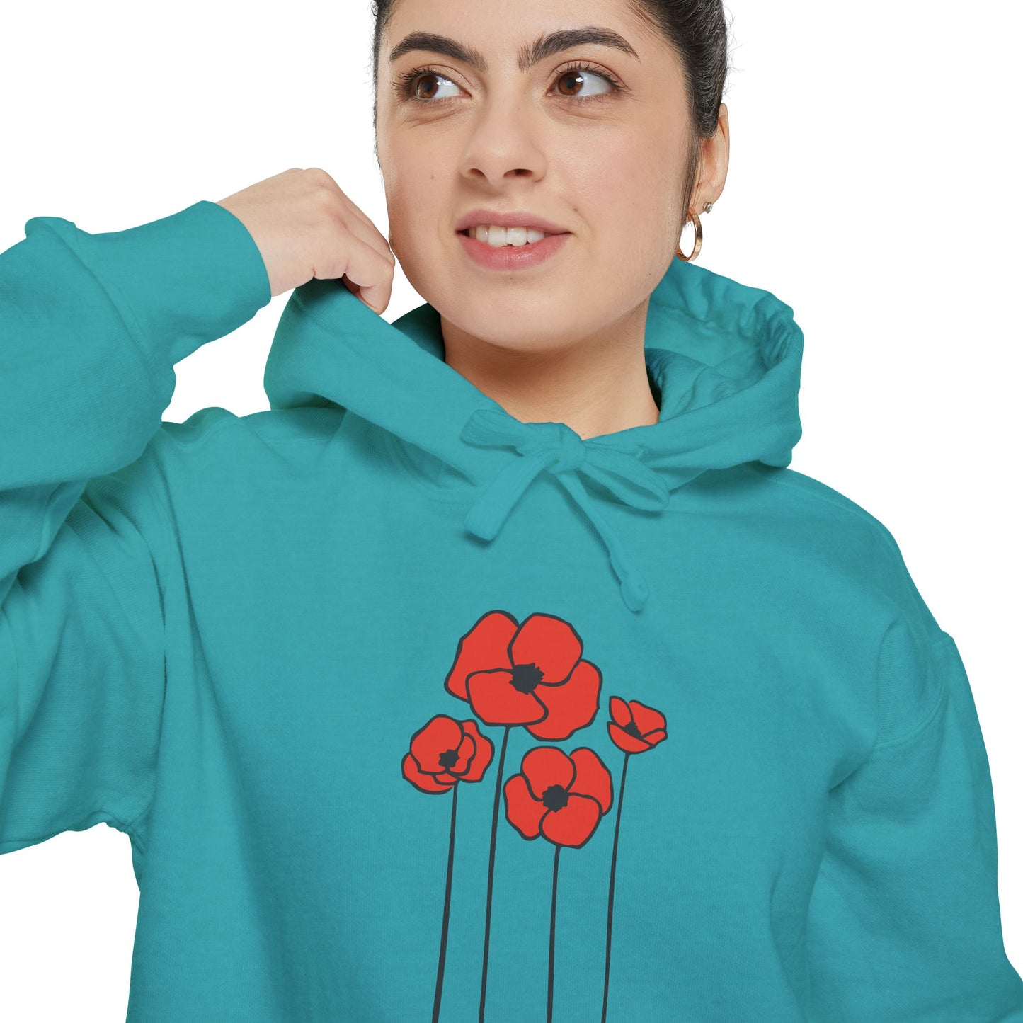 Red Poppy Flowers Hoodie, Floral Poppies Pullover Hooded Sweatshirt, Gift for Nature Lovers, Perfect Hoodies for Fall and Spring