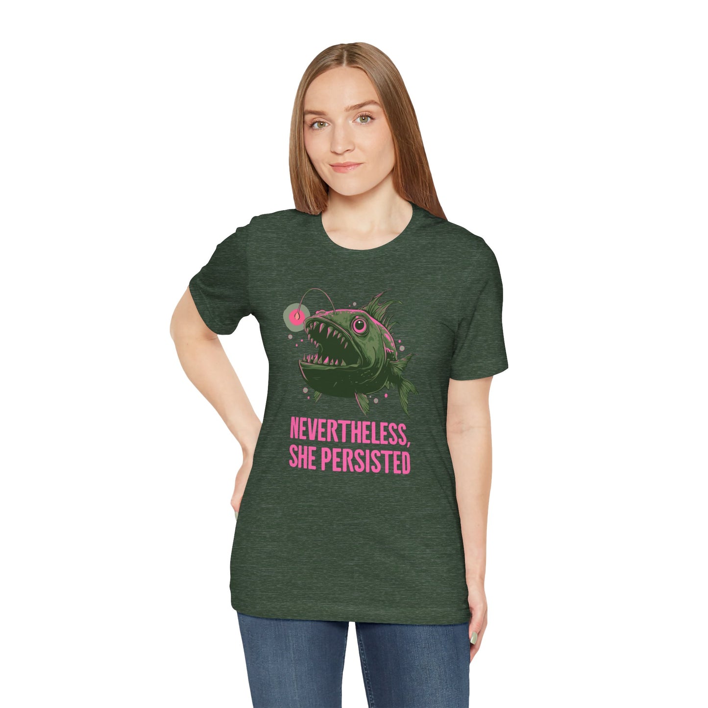 Deep Sea Anglerfish Nevertheless She Persisted T-shirt, Angler Fish Lure Glow Graphic Tee Ocean Aquatic Creatures