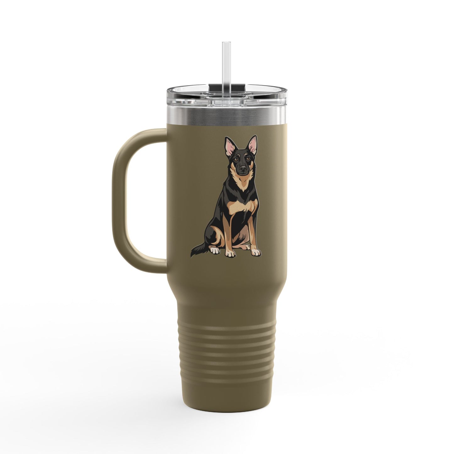Buddy German Shepherd Dog Insulated Travel Mug, Dog Lover Gift, Pet Owner Present, Puppy Dogs Drinkware Coffee Mugs, Water Bottle