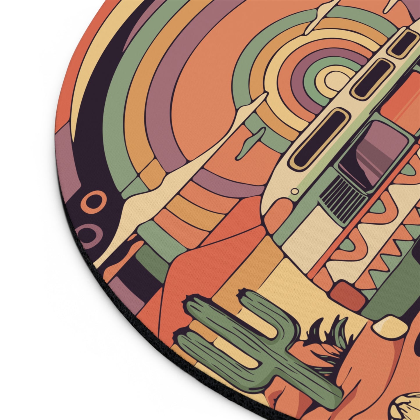 Roadtrippin' Through The Desert Vanlife Nomad Mouse Pad with Trippy Camper Van Design