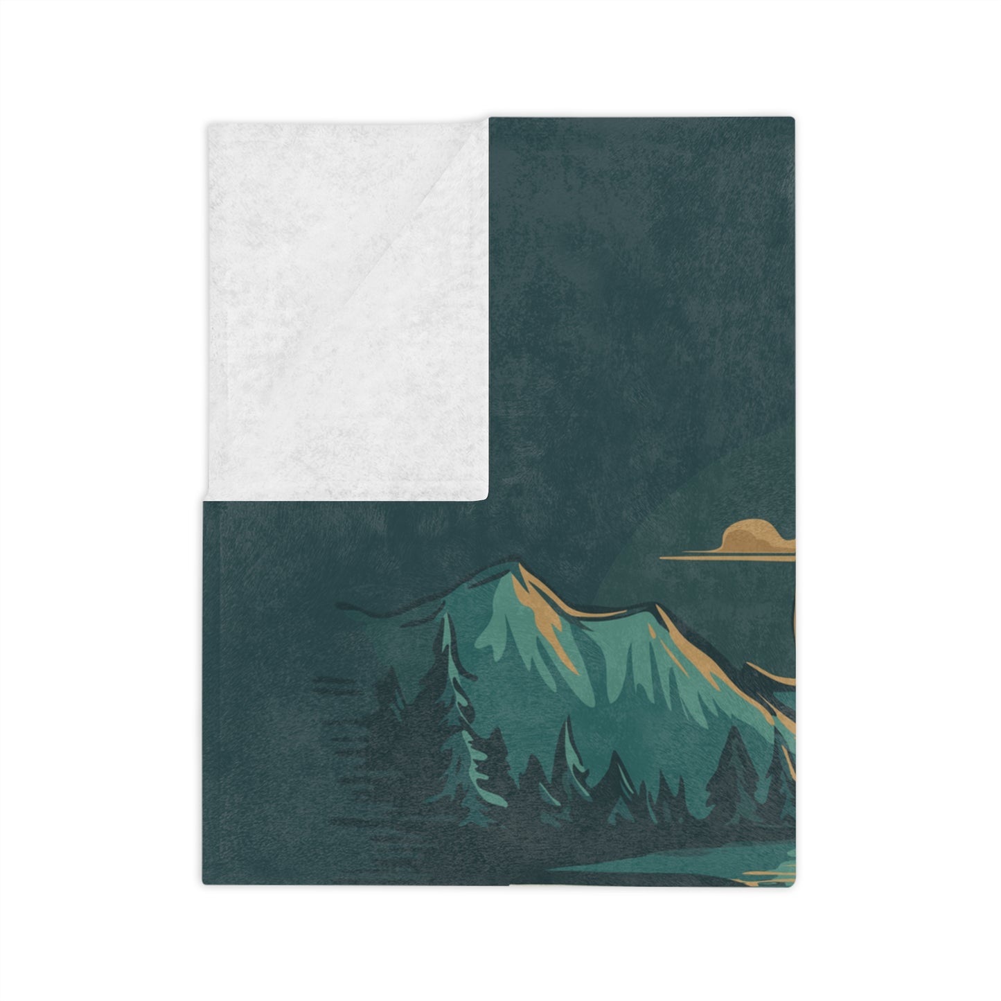 Bear Lake Velveteen Microfiber Blanket - Utah Idaho Summer Vacation Travel Cabin Mountain Scene Blankets