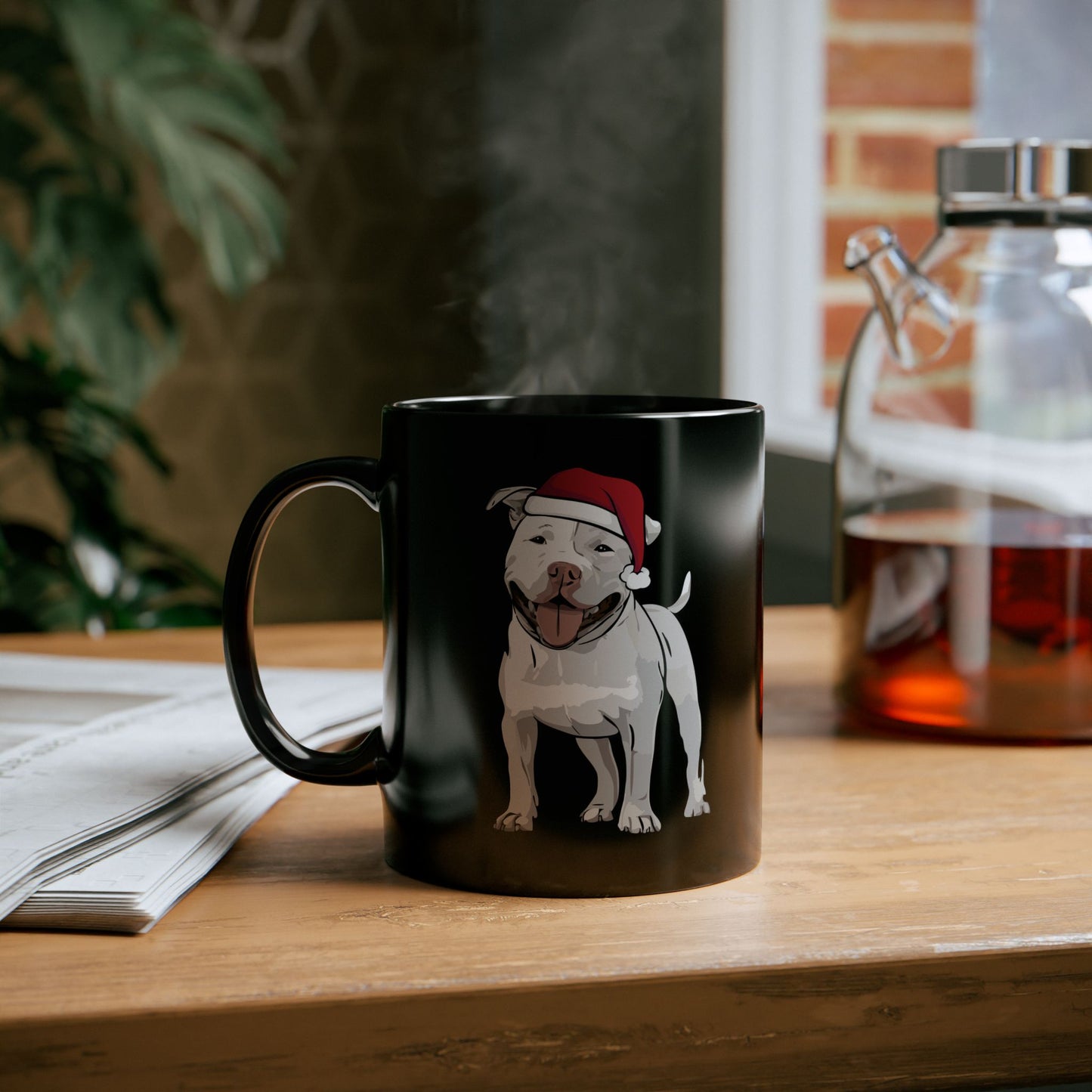 Christmas Pitbull Dog Mug, Holiday Coffee Mugs, Pet Lover Gift, Santa Pit Bull Terrier Dogs Tea Cup, Gift for Pet Owners