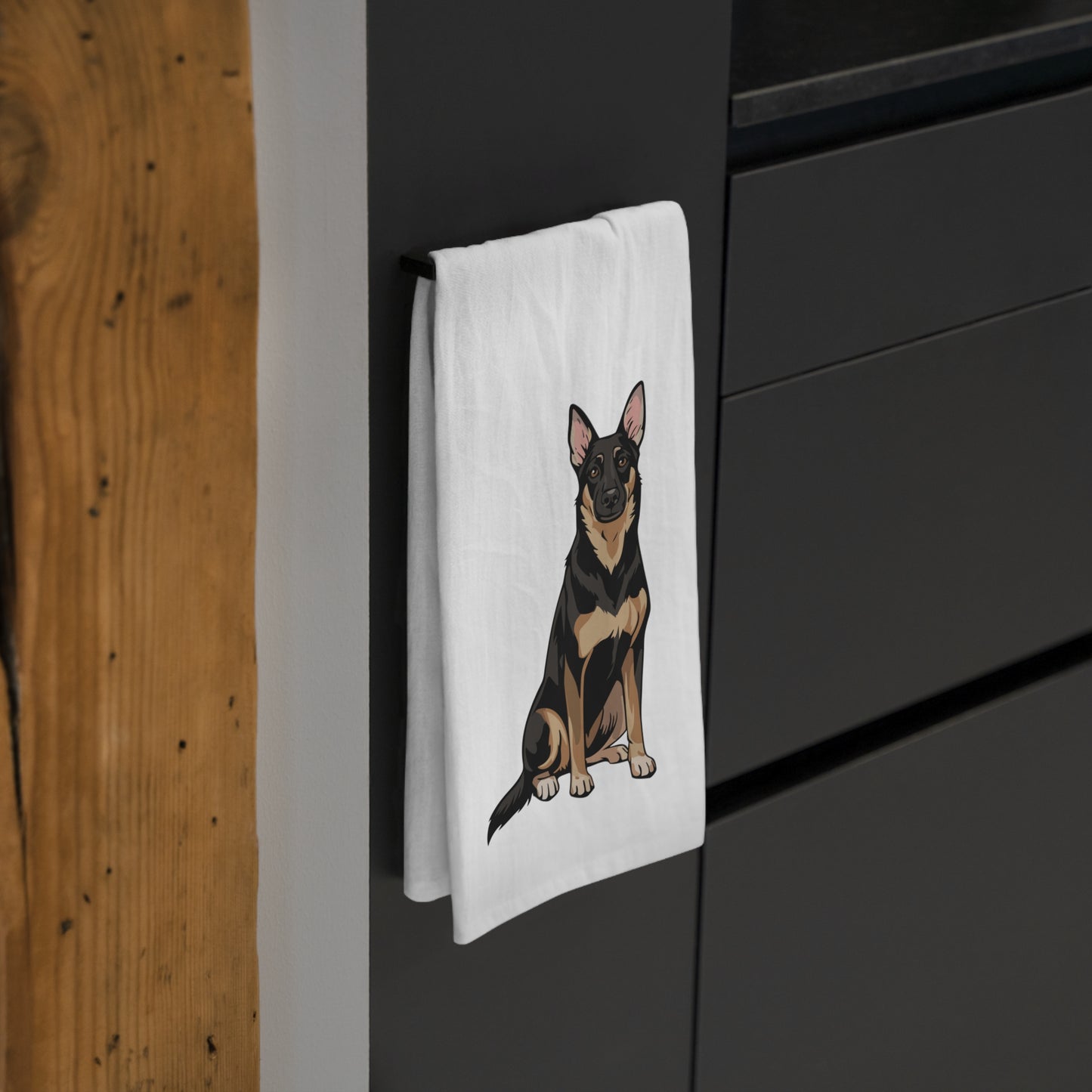 Buddy German Shepherd Dog Kitchen Tea Towel - Pet Lover Home Decor, Print Dish Hand Towels, Cute Dogs Gift, Linen Housewarming Present