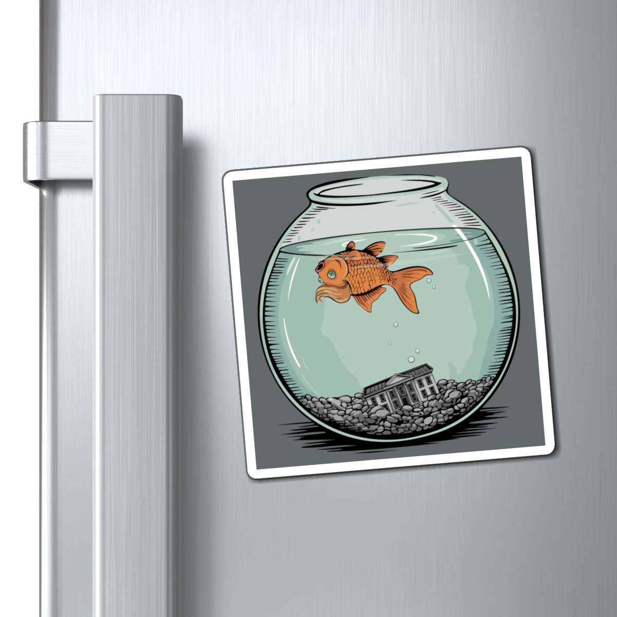 Dead Goldfish In A Fishbowl Magnet, Funny Political Magnets, Leftist Liberal Humor, Fish Floating in Bowl Car or Fridge Decor Gifts