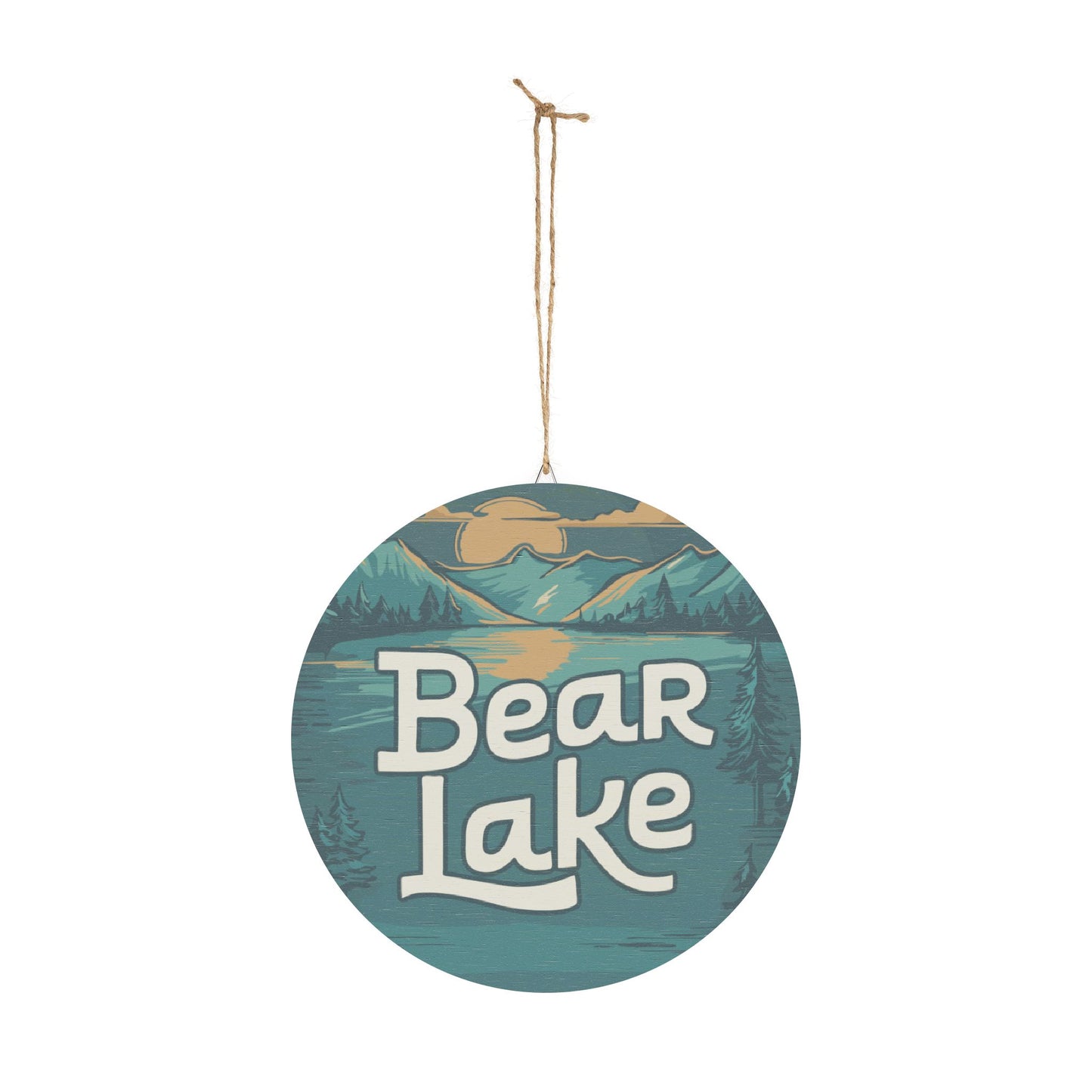 Bear Lake Mountain Scene Wood Art Print Sign - Utah Idaho Vacation Travel Wood Art Home Decor