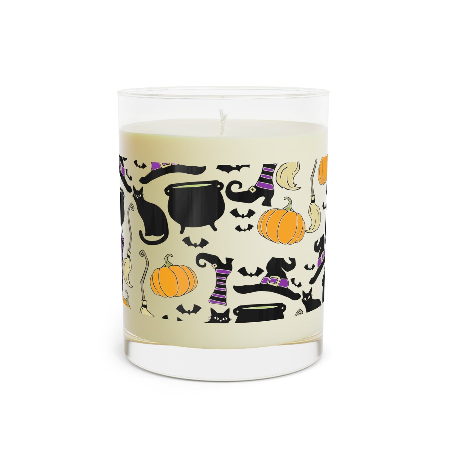 Witchy Things Halloween Scented Candle 11oz with Witch Hats, Brooms, Black Cats, Pumpkins, Bats, Cauldrons