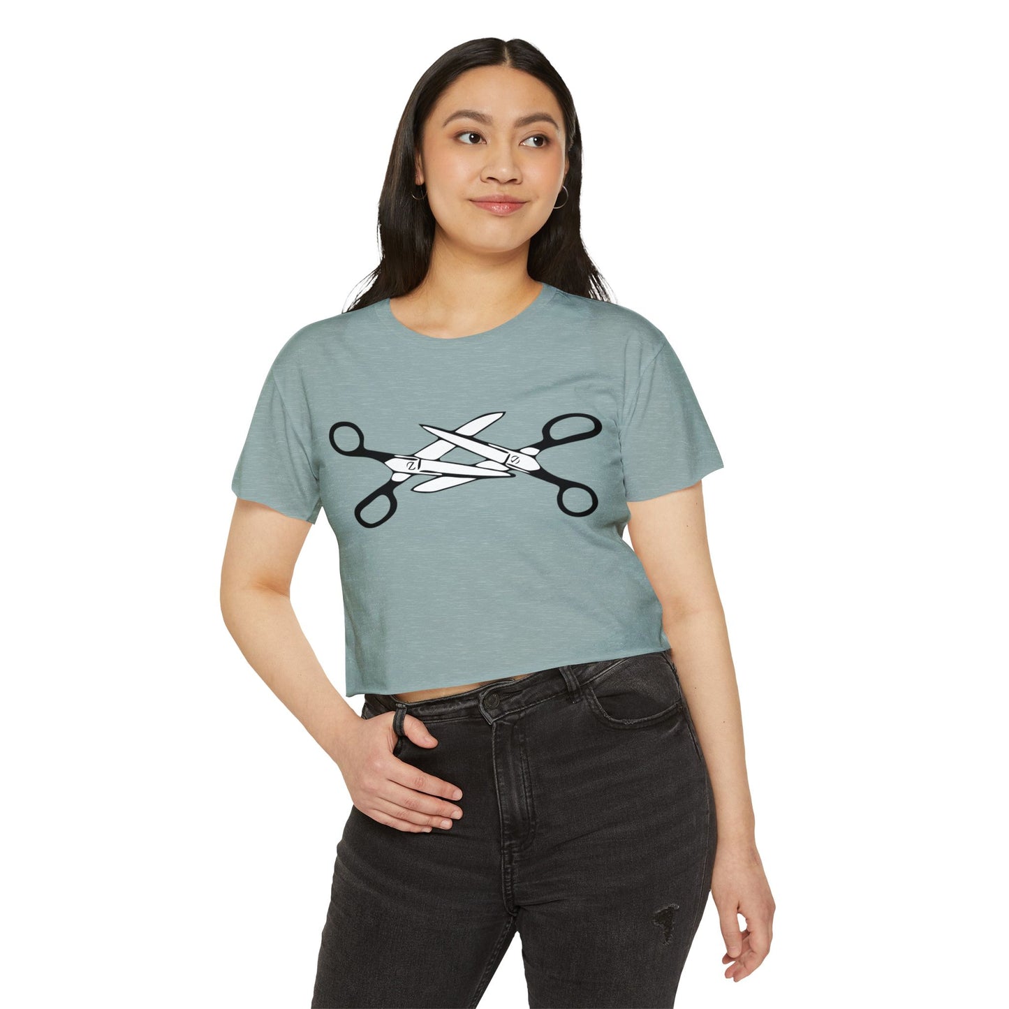 Scissors Crop Top, Womens LGBTQIA Summer Pride Festival Cropped Tee, Funny Lesbian Gay Queer Apparel Scissors