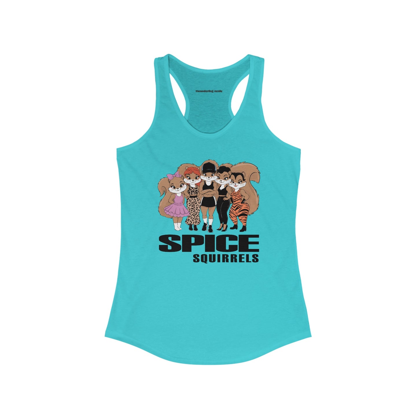 Spice Squirrels Ladies Racer Back Tank Top Women's Ideal Racerback Tank with Funny Parody Squirrel Design