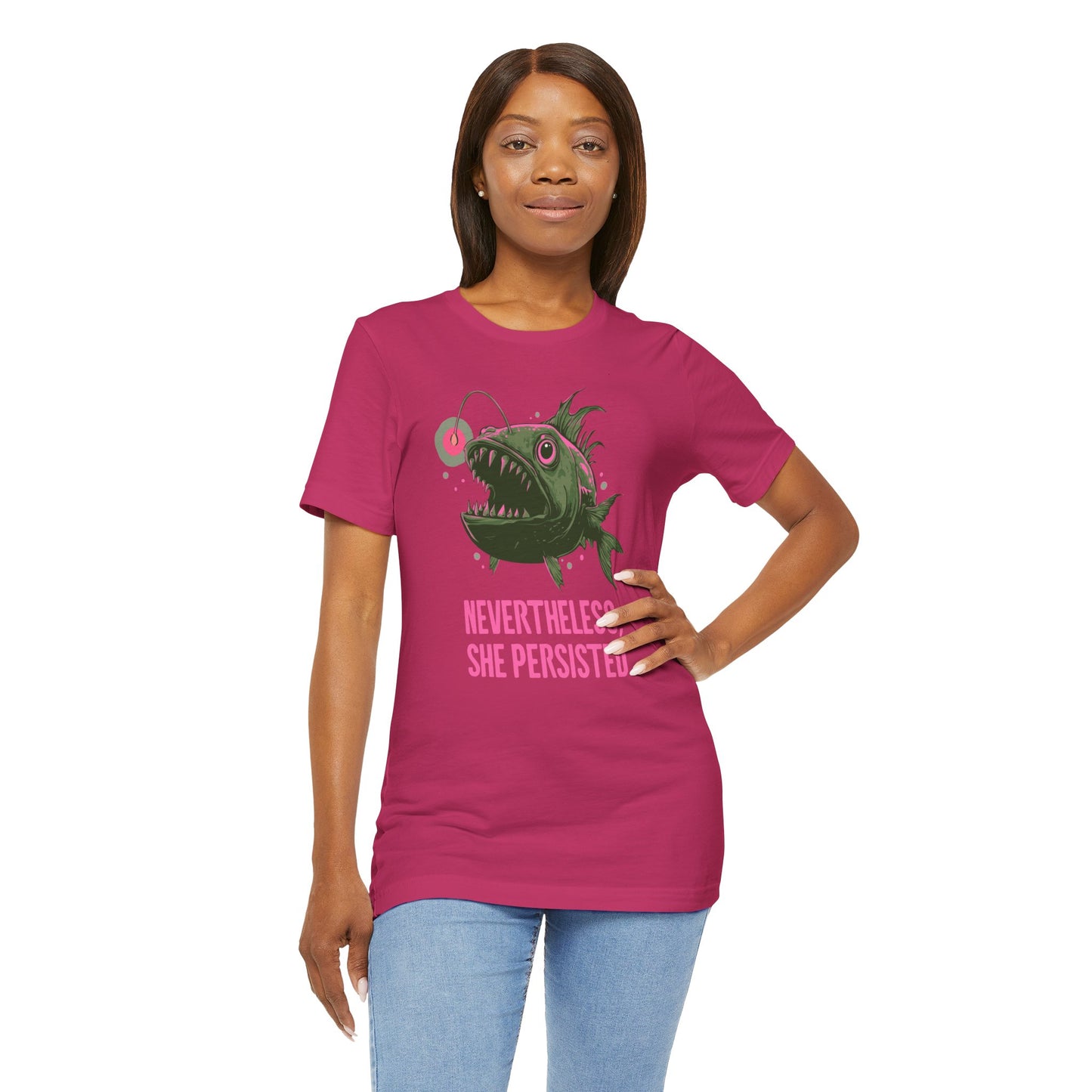 Deep Sea Anglerfish Nevertheless She Persisted T-shirt, Angler Fish Lure Glow Graphic Tee Ocean Aquatic Creatures