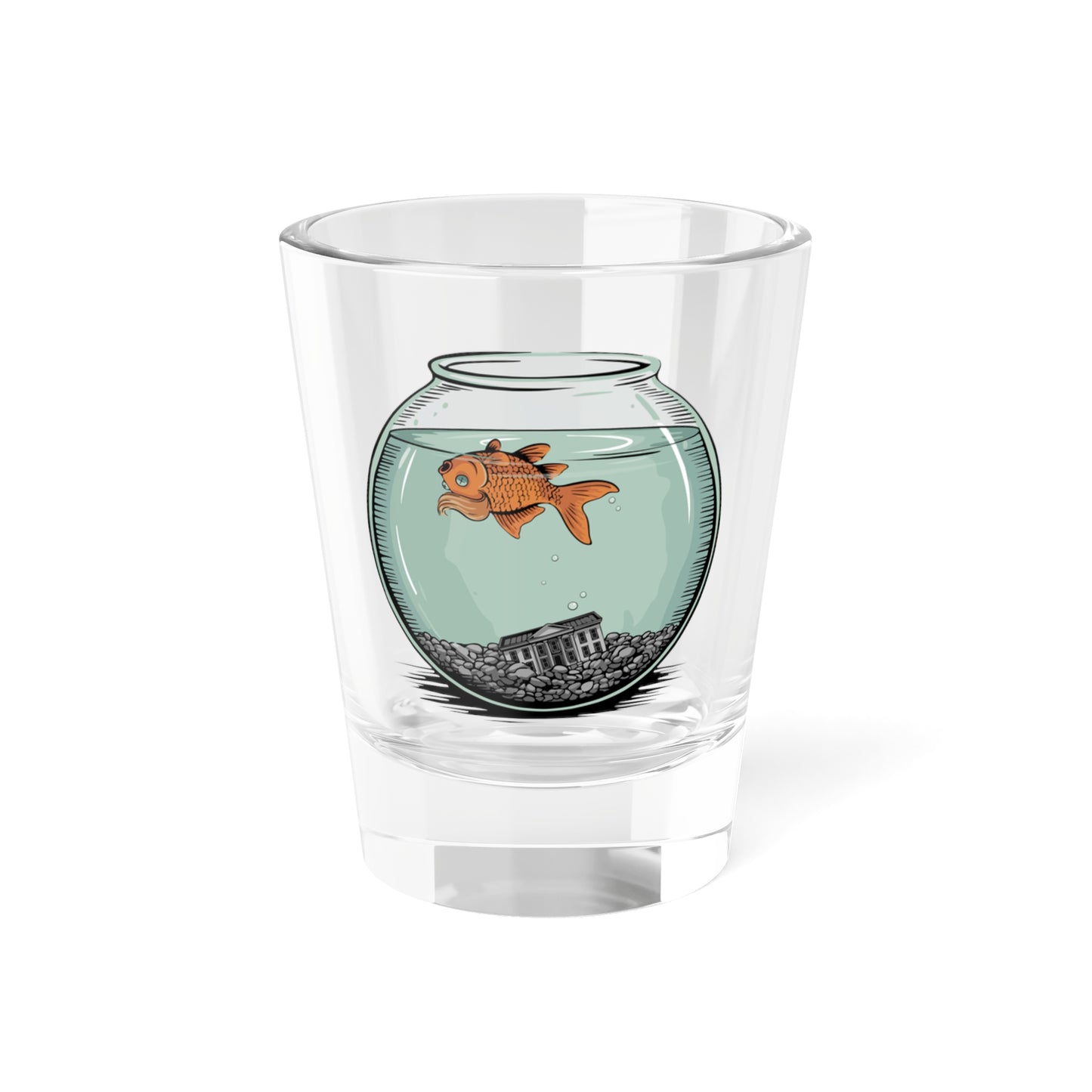 Dead Goldfish In A Fishbowl Shot Glass, Funny Political Barware, Celebration Gift, "When It Happens" Custom Drinkware, Leftist Party Favor