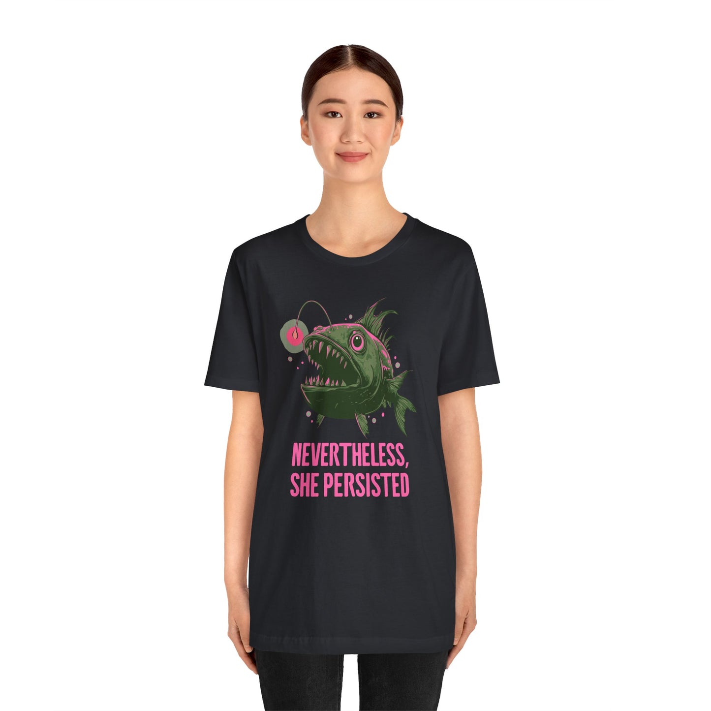 Deep Sea Anglerfish Nevertheless She Persisted T-shirt, Angler Fish Lure Glow Graphic Tee Ocean Aquatic Creatures