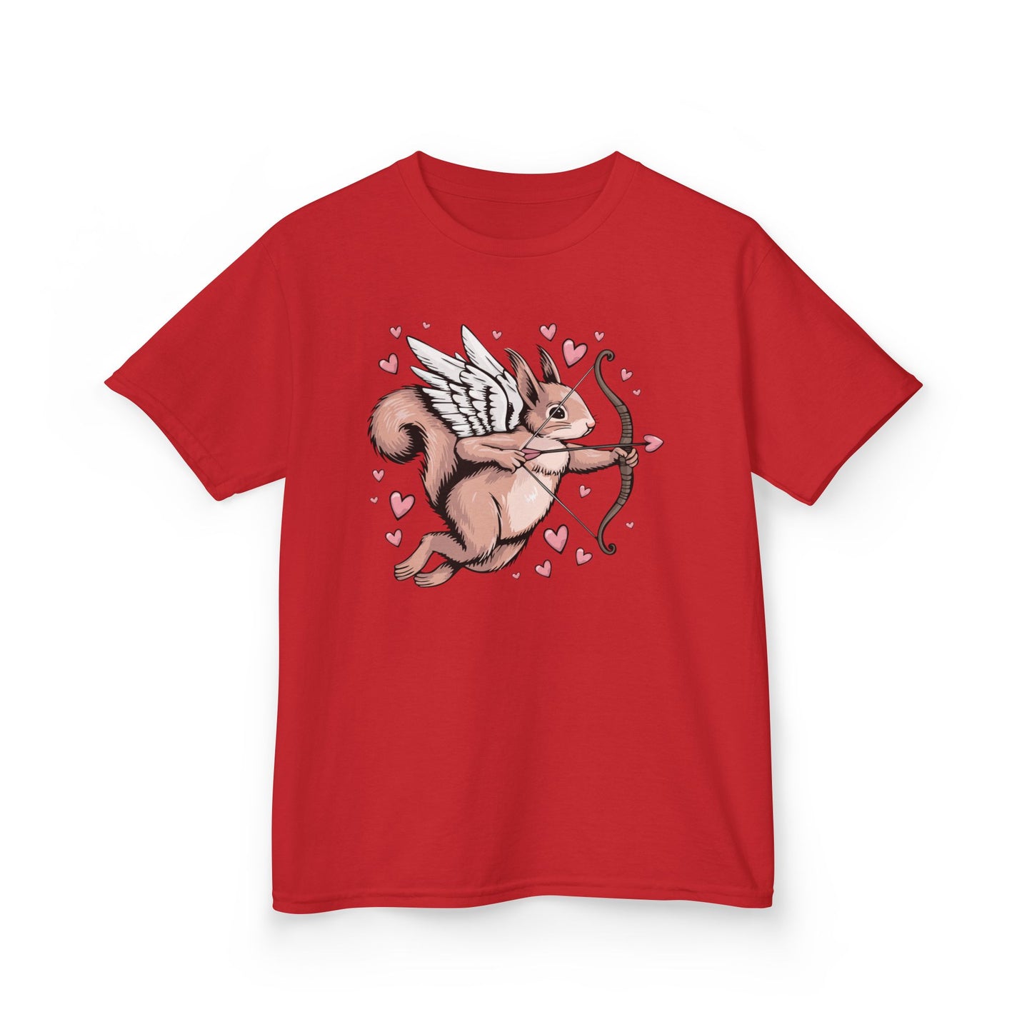 Cupid Squirrel Valentine's Day Kids T-shirt, Love Heart Tee, Valentine Cupid Arrow Squirrels Shirts Unisex Girls Boys Valentine's Gifts