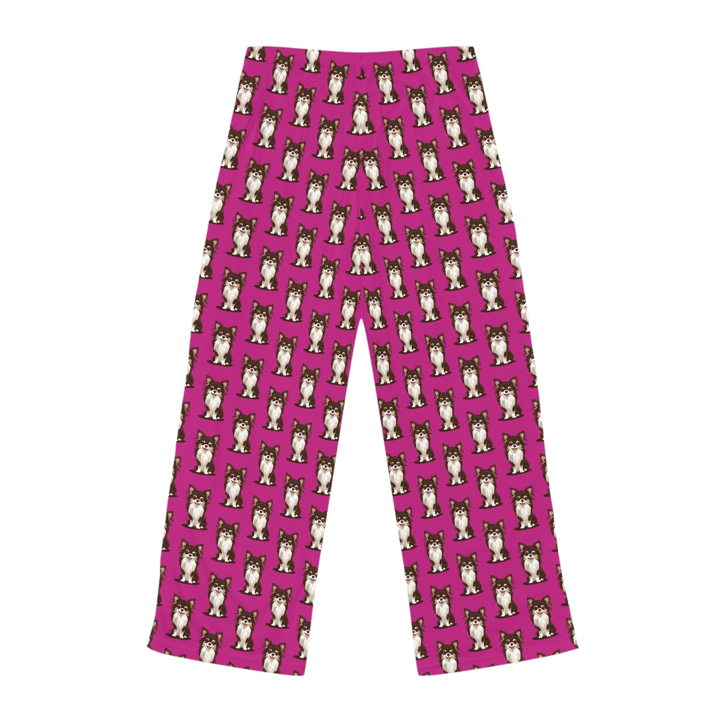 Long Haired Chihuahua Dog Hot Pink Women's Pajama Pants with Chihuahuas Puppy Pet Dog Pattern Loungewear Sleepwear PJ Bottoms