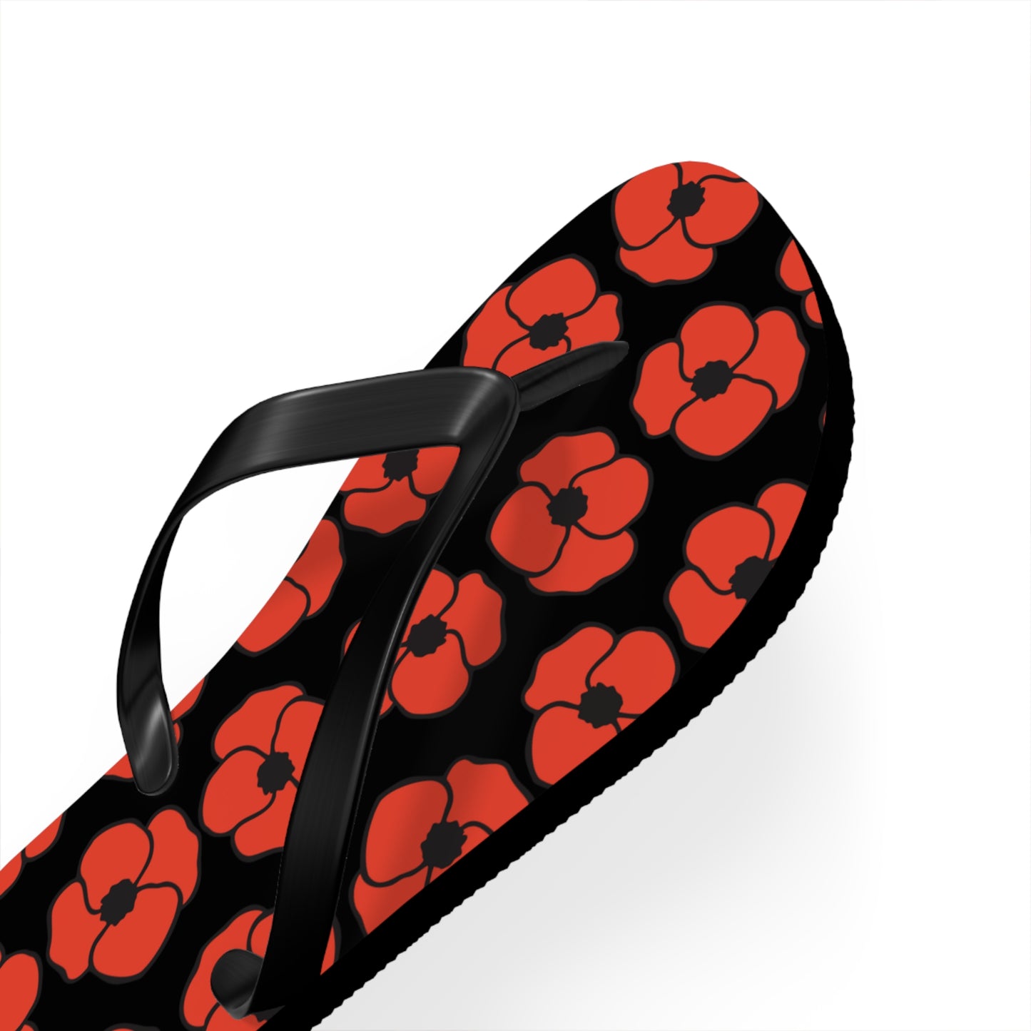 Floral Poppies Flip Flops - Poppy Flowers Spring Summer Sandals, Beach Footwear, Vacation Essentials, Outdoor Relaxation, Gift for Her