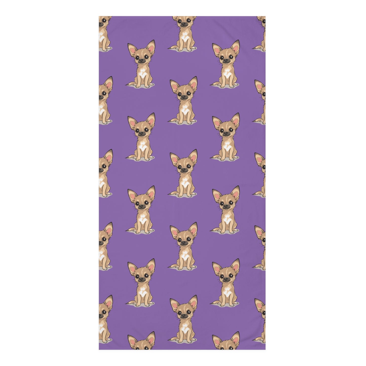 Beach Towel Chihuahua Puppy Dog Pattern Print, Chihuahuas Dogs Lavender Teal Mink-Cotton Bath Towel, Dog Lovers Pet Owners Gifts