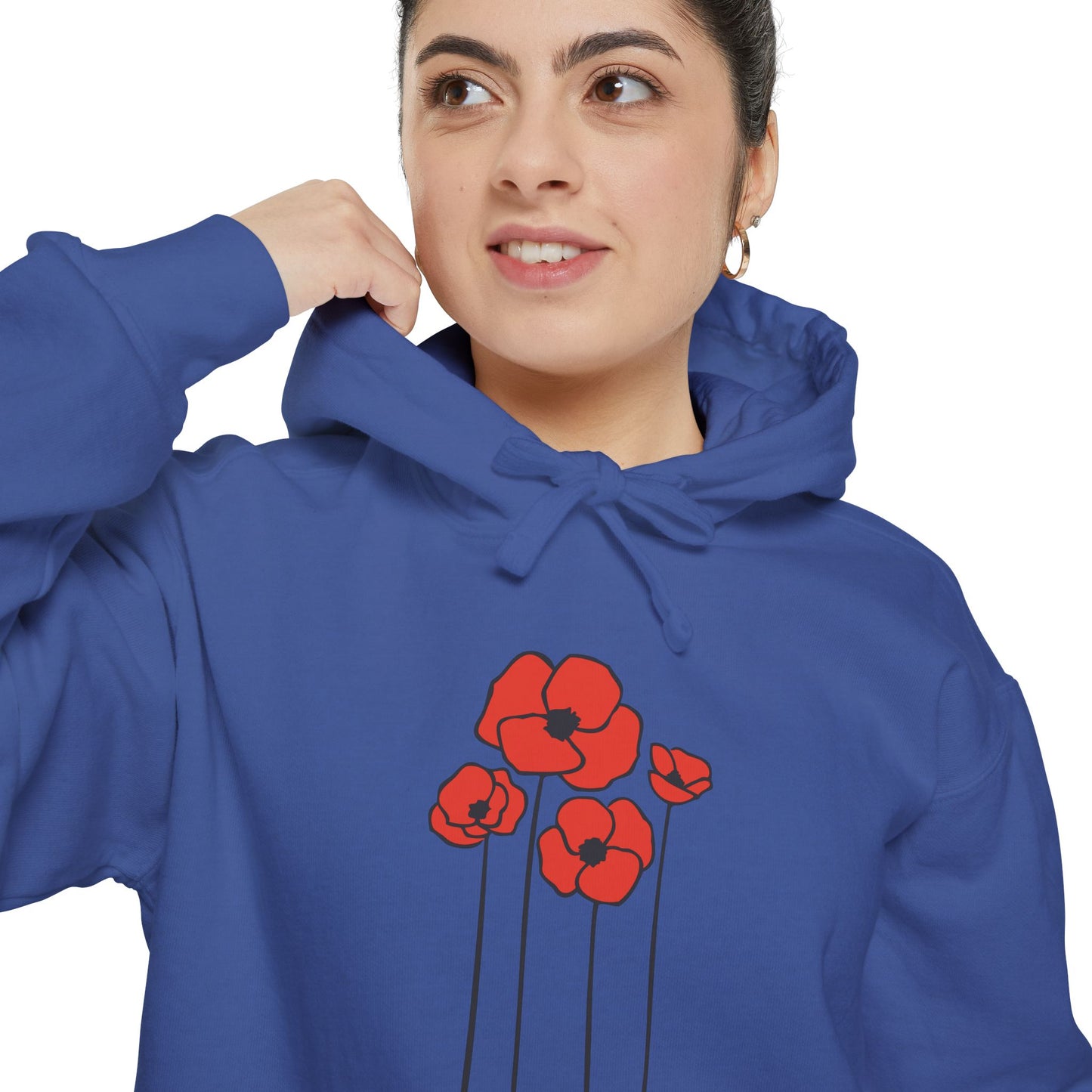 Red Poppy Flowers Hoodie, Floral Poppies Pullover Hooded Sweatshirt, Gift for Nature Lovers, Perfect Hoodies for Fall and Spring