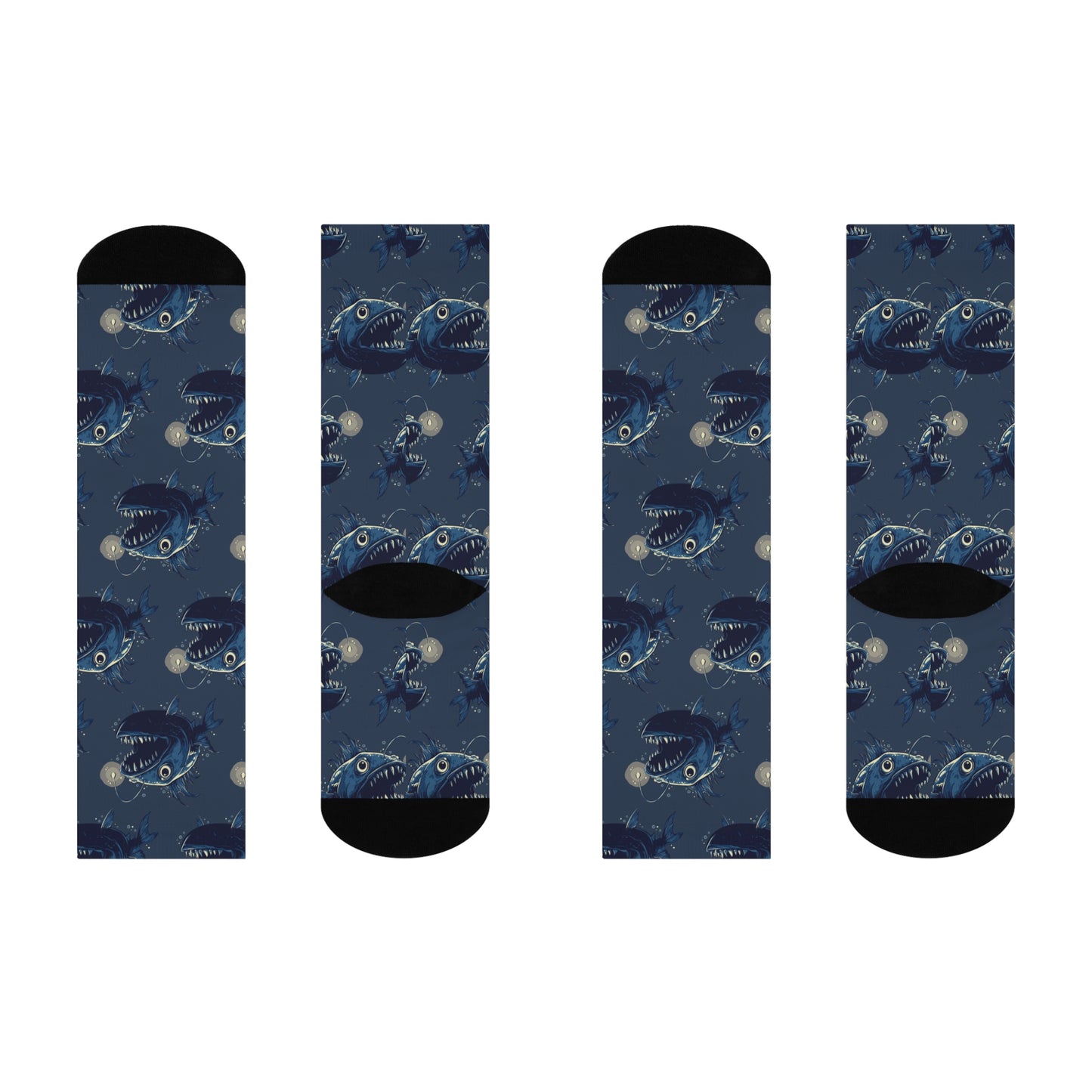 Deep Sea Anglerfish Socks, Ocean Life Angler Fish Bioluminescent Lure Socks - Mens Womens Unisex One Size