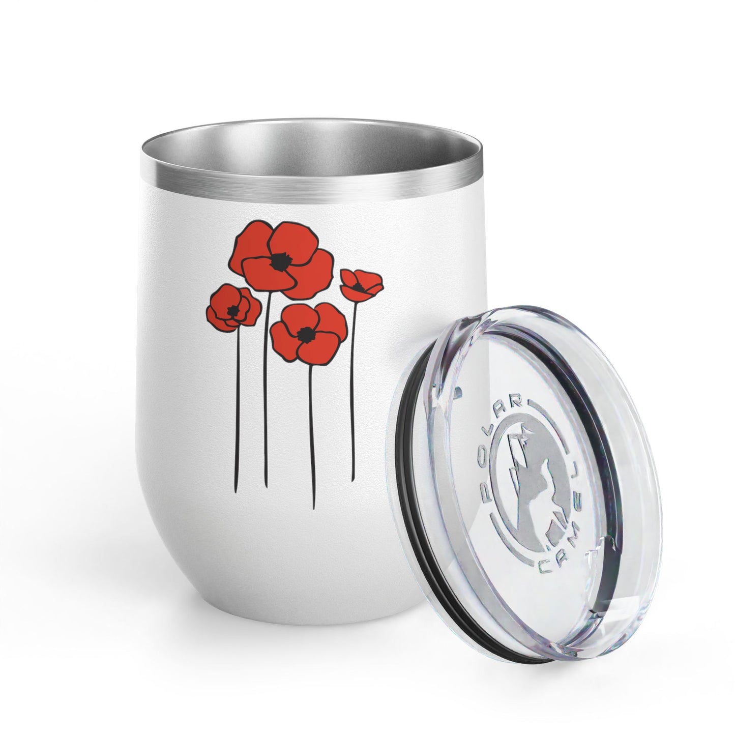 Poppy Flower Wine Tumbler, Floral Poppies Wine Glass, Botanical Drinkware, Unique Gift for Wine Lovers, Garden Theme Cup