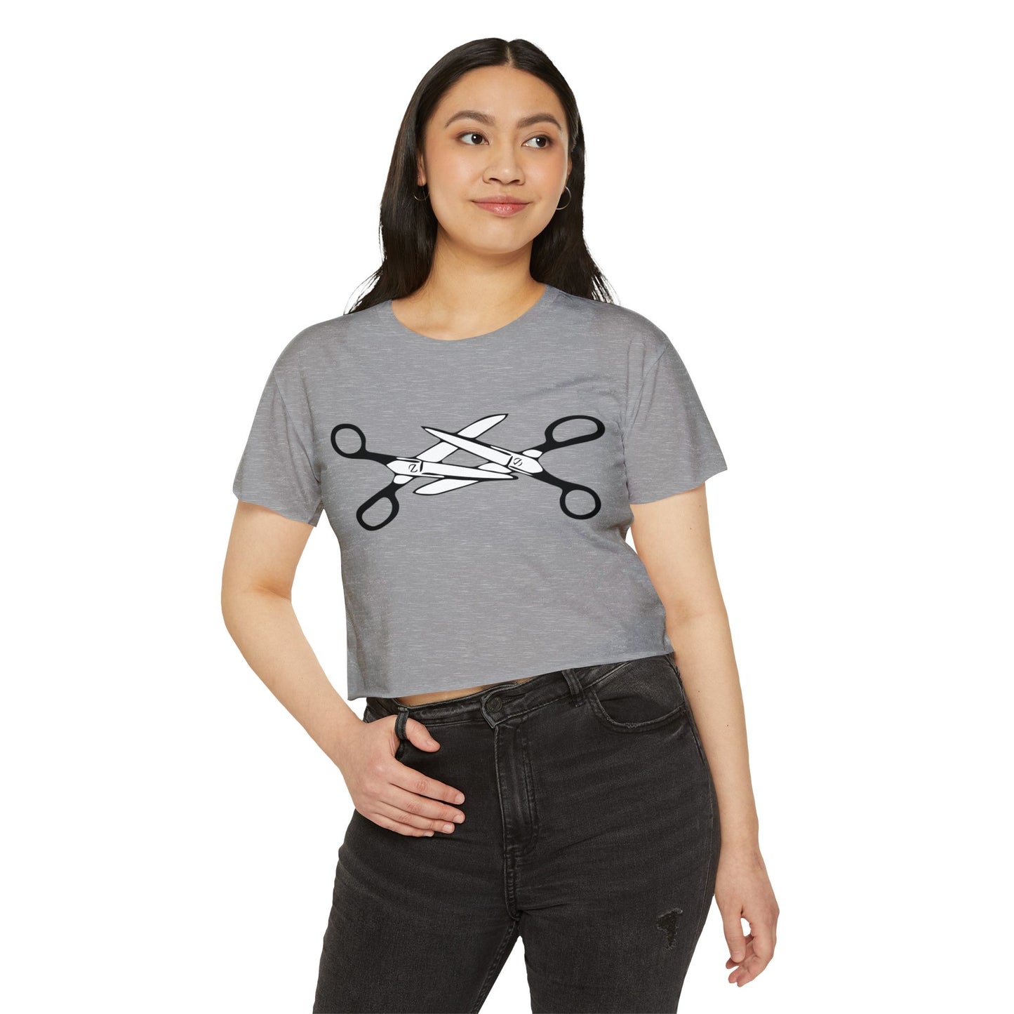 Scissors Crop Top, Womens LGBTQIA Summer Pride Festival Cropped Tee, Funny Lesbian Gay Queer Apparel Scissors