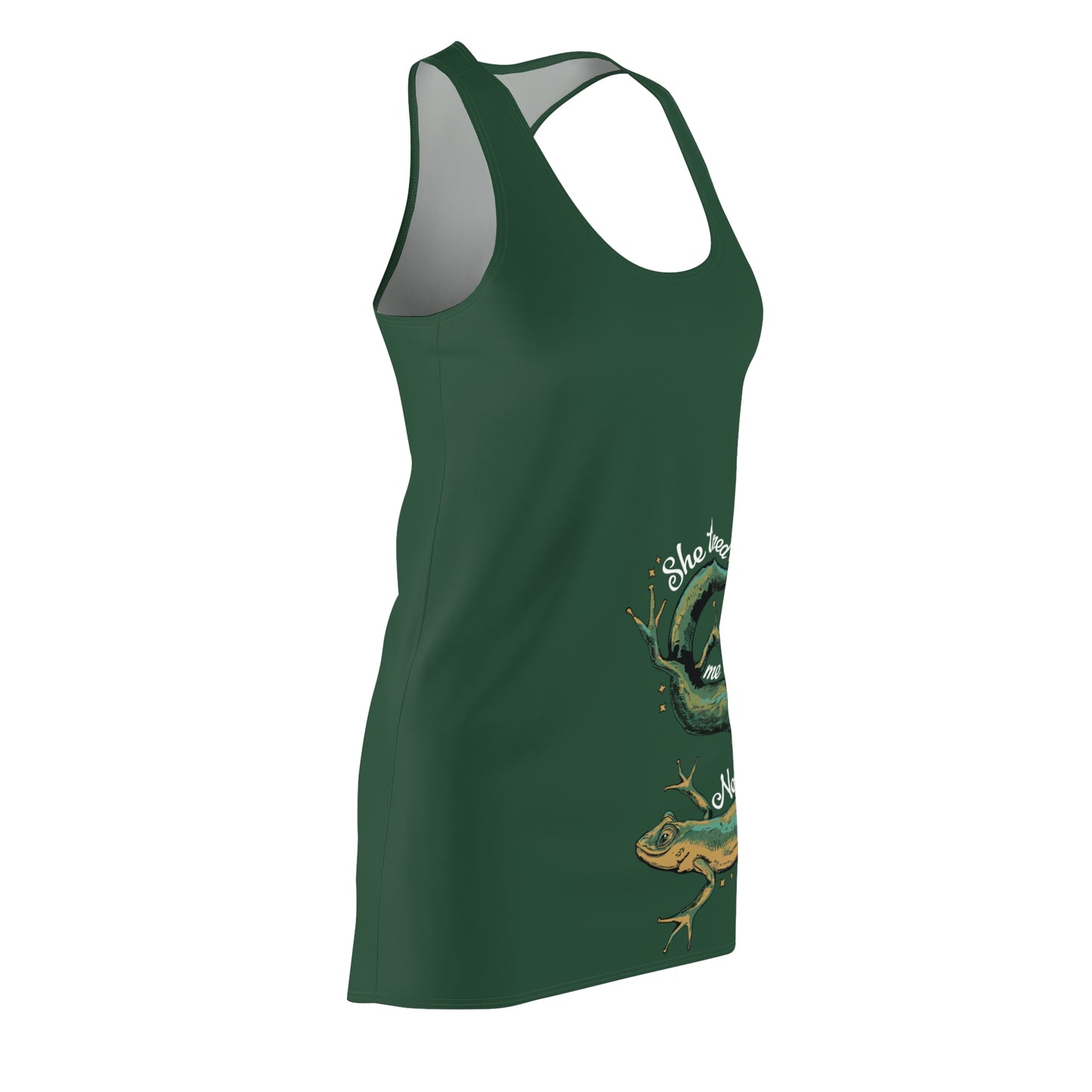 She Turned Me Into A Newt Women's Racerback Dress, Green Summer Tank Top Dress