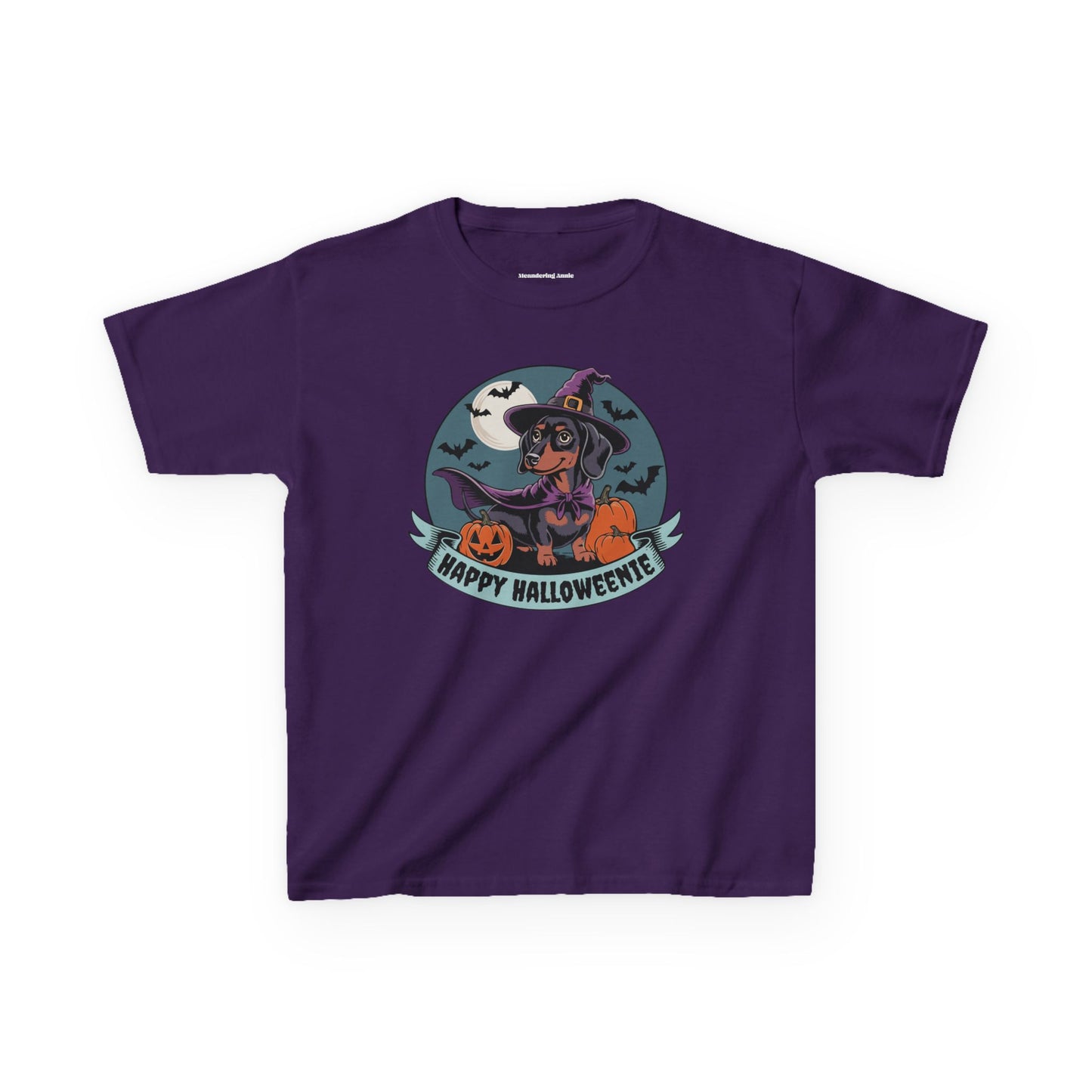 Halloweenie Kids Tee, Spooky Dachshund Shirt, Happy Halloween T-shirt, Kids Witch Cotton Shirts, Fun Fall Holiday Outfits Boys Girls Unisex