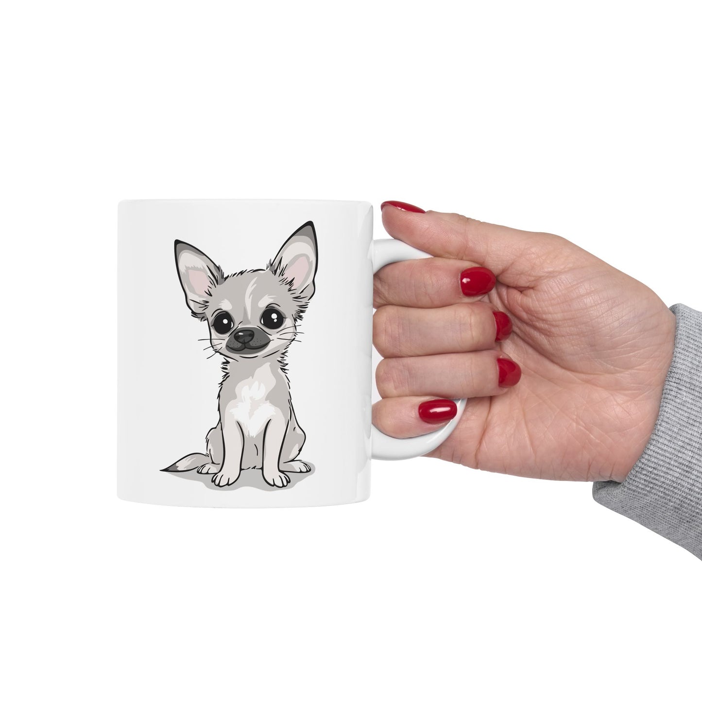 White Chihuahua Puppy Dog Ceramic Coffee Tea Mug 11oz with Cute Chihuahuas Dogs Pet Puppies Coffee Mugs Gifts