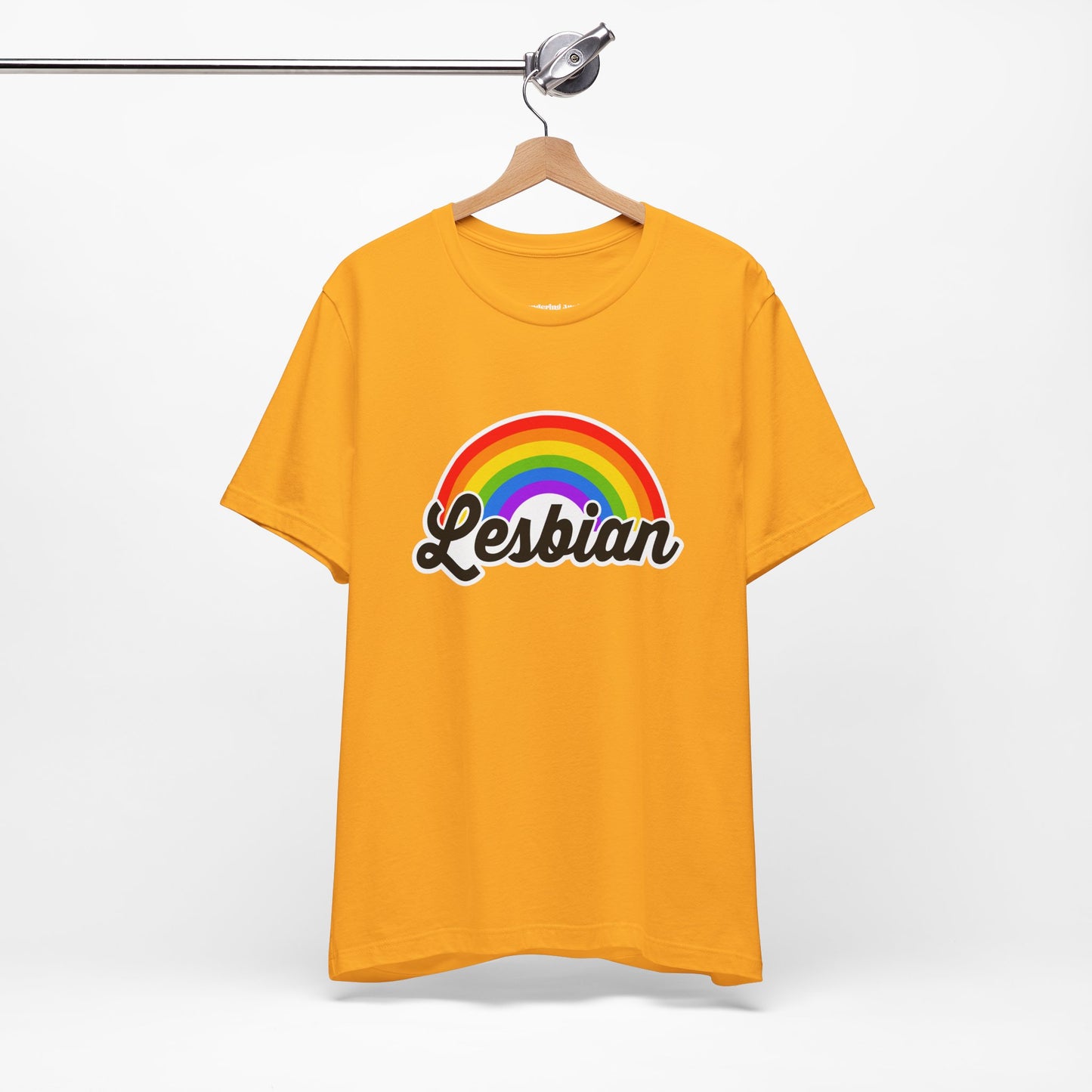 Pride Rainbow Lesbian Tee, LGBTQ+ Apparel, Unisex Graphic Shirt, Pride Month Clothing, Gift for Lesbians, Rainbow Pride Fashion