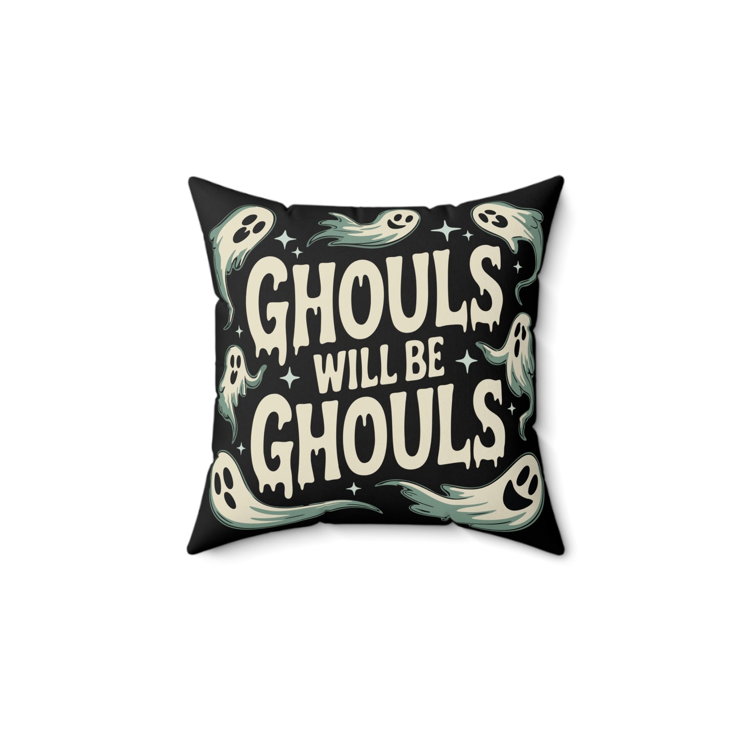 Halloween Throw Pillow, Ghouls Will Be Ghouls Spooky Ghost Faux Suede Pillow & Cover, Gothic Fall Holiday Home Decor
