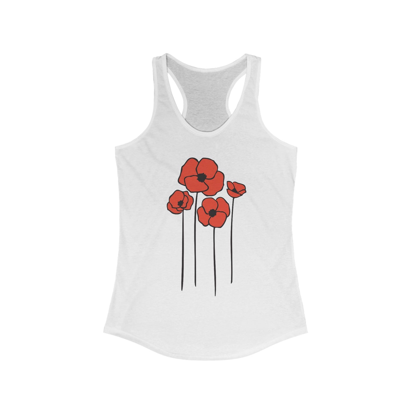 Poppies Women's Tank Top, Floral Sleeveless Shirt, Spring Flower Racerback Tee, Red Poppy Flowers Tank, Ladies Nature Print Shirts