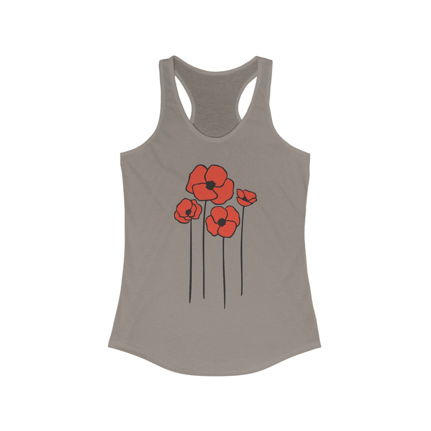 Poppies Women's Tank Top, Floral Sleeveless Shirt, Spring Flower Racerback Tee, Red Poppy Flowers Tank, Ladies Nature Print Shirts