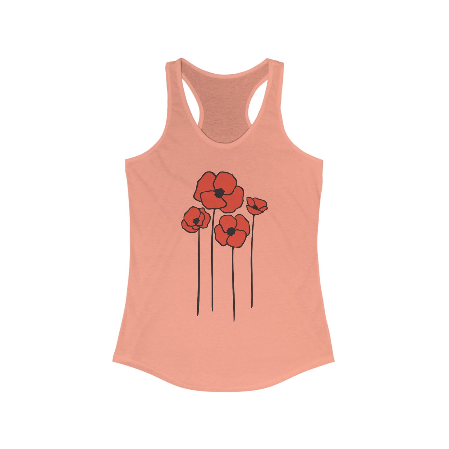 Poppies Women's Tank Top, Floral Sleeveless Shirt, Spring Flower Racerback Tee, Red Poppy Flowers Tank, Ladies Nature Print Shirts