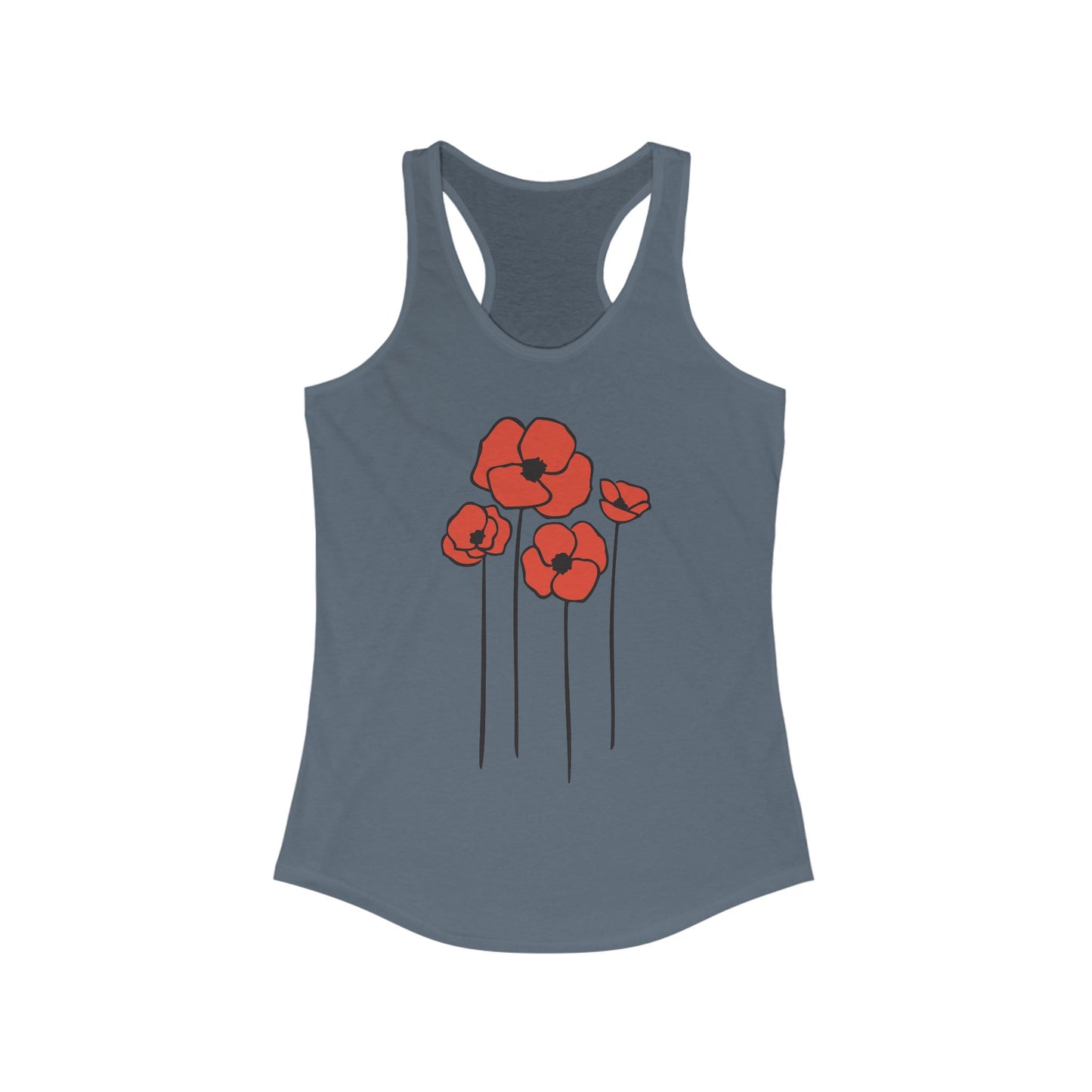 Poppies Women's Tank Top, Floral Sleeveless Shirt, Spring Flower Racerback Tee, Red Poppy Flowers Tank, Ladies Nature Print Shirts