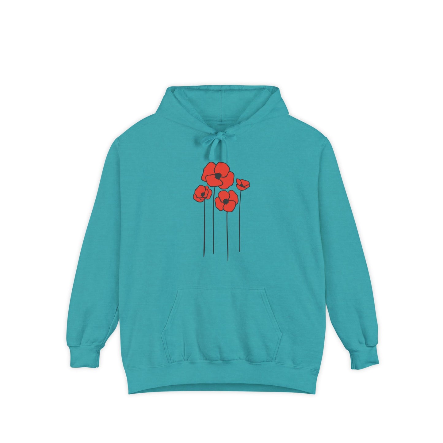 Red Poppy Flowers Hoodie, Floral Poppies Pullover Hooded Sweatshirt, Gift for Nature Lovers, Perfect Hoodies for Fall and Spring