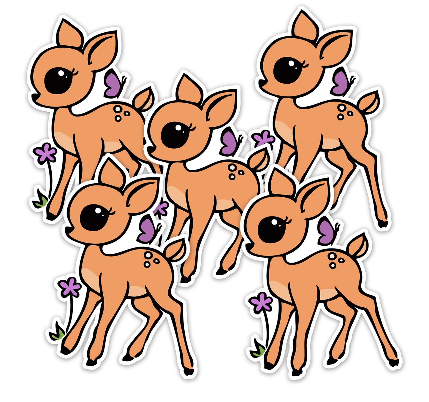 Little Fawn Forest Animal Sticker - 3" Baby Deer Woodland Animals Vinyl Stickers Waterproof Cute Foxes Decal Stickers, Nature Lover Gifts