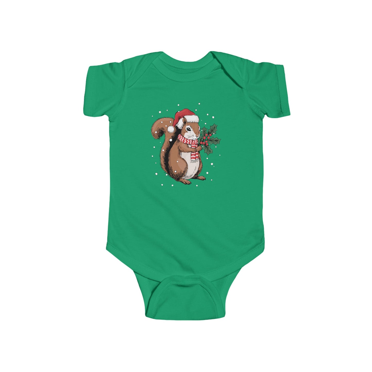 Christmas Squirrel Baby One Piece, Festive Holiday Xmas Santa Squirrels Infant Bodysuit, Cute Snowy Winter Animal Clothes For Babies
