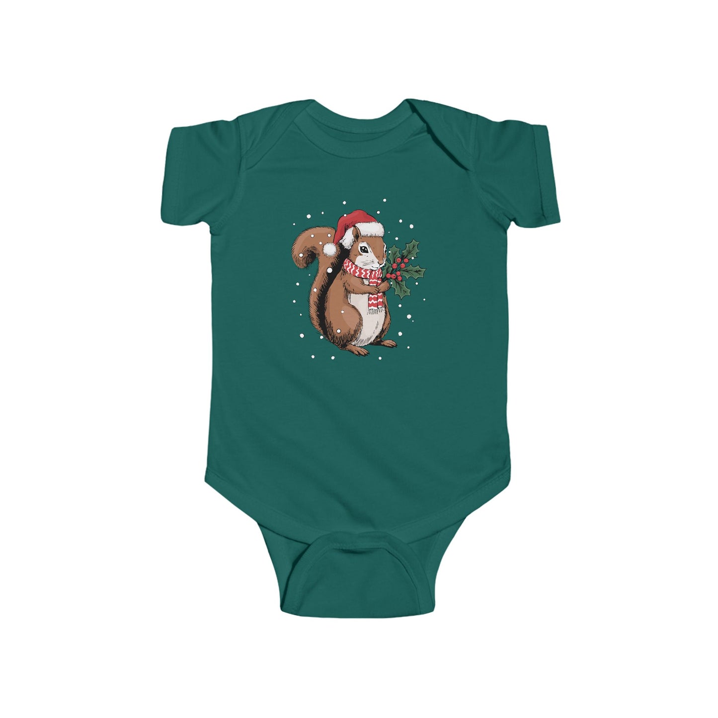 Christmas Squirrel Baby One Piece, Festive Holiday Xmas Santa Squirrels Infant Bodysuit, Cute Snowy Winter Animal Clothes For Babies
