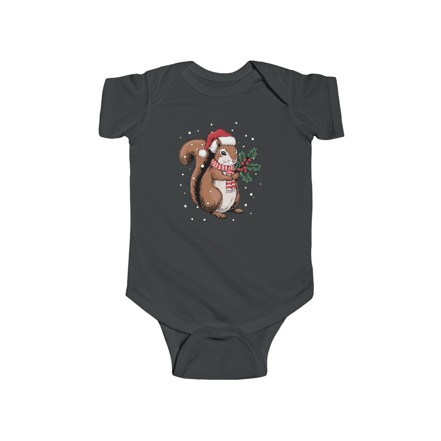 Christmas Squirrel Baby One Piece, Festive Holiday Xmas Santa Squirrels Infant Bodysuit, Cute Snowy Winter Animal Clothes For Babies